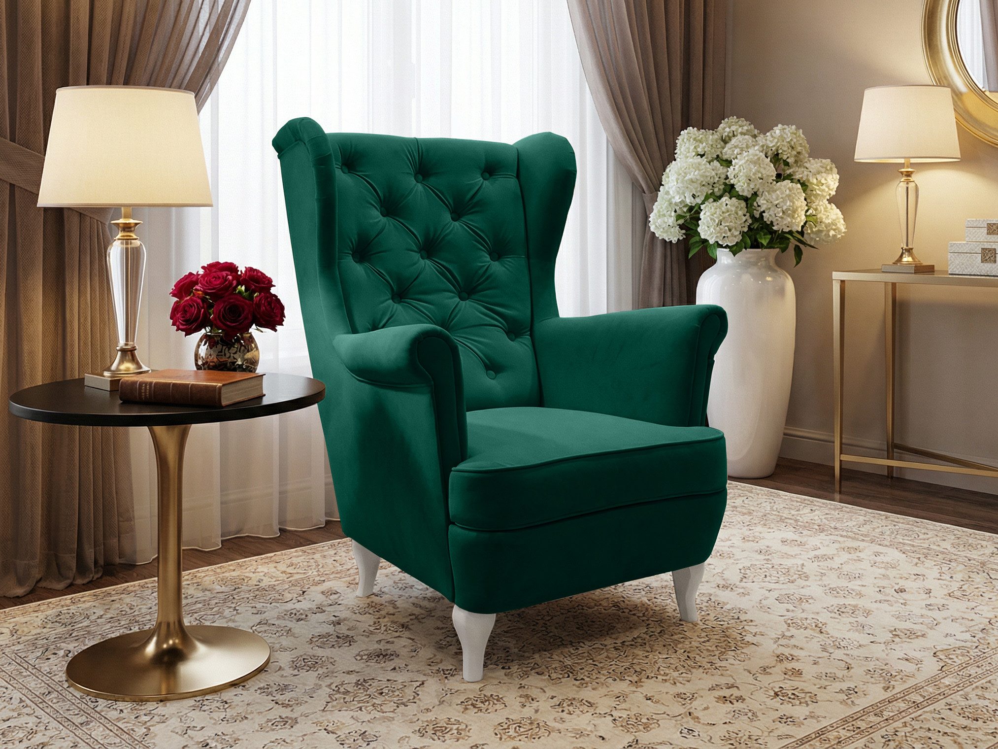 Beautysofa Ohrensessel Sessel FALCO Chesterfield Wohnzimmersessel Fernsehsessel