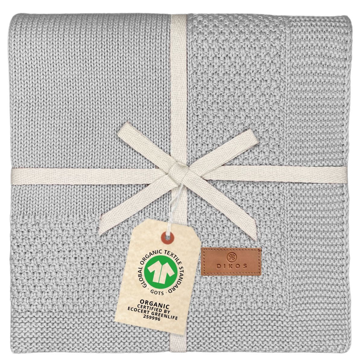 Babydecke DIKOS® Kuscheldecke Bordüre *100%* Bio Baumwolle, Geschenk zur Geburt, DIKOS, Strickdecke 75×100, Baby Erstausstattung Neugeborene, Babygeschenk