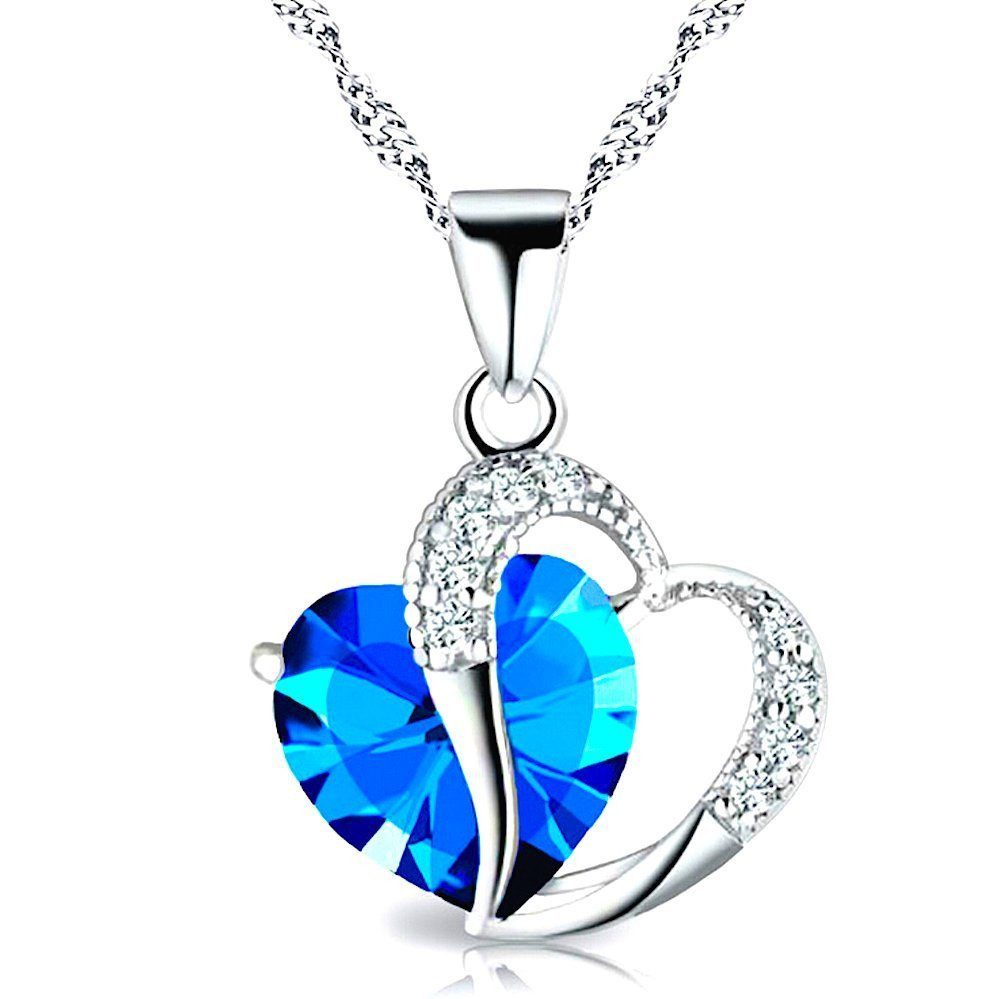 Kim Johanson Kette mit Anhänger Herz Blau (1-tlg), aus Edelstahl mit Zirkonia