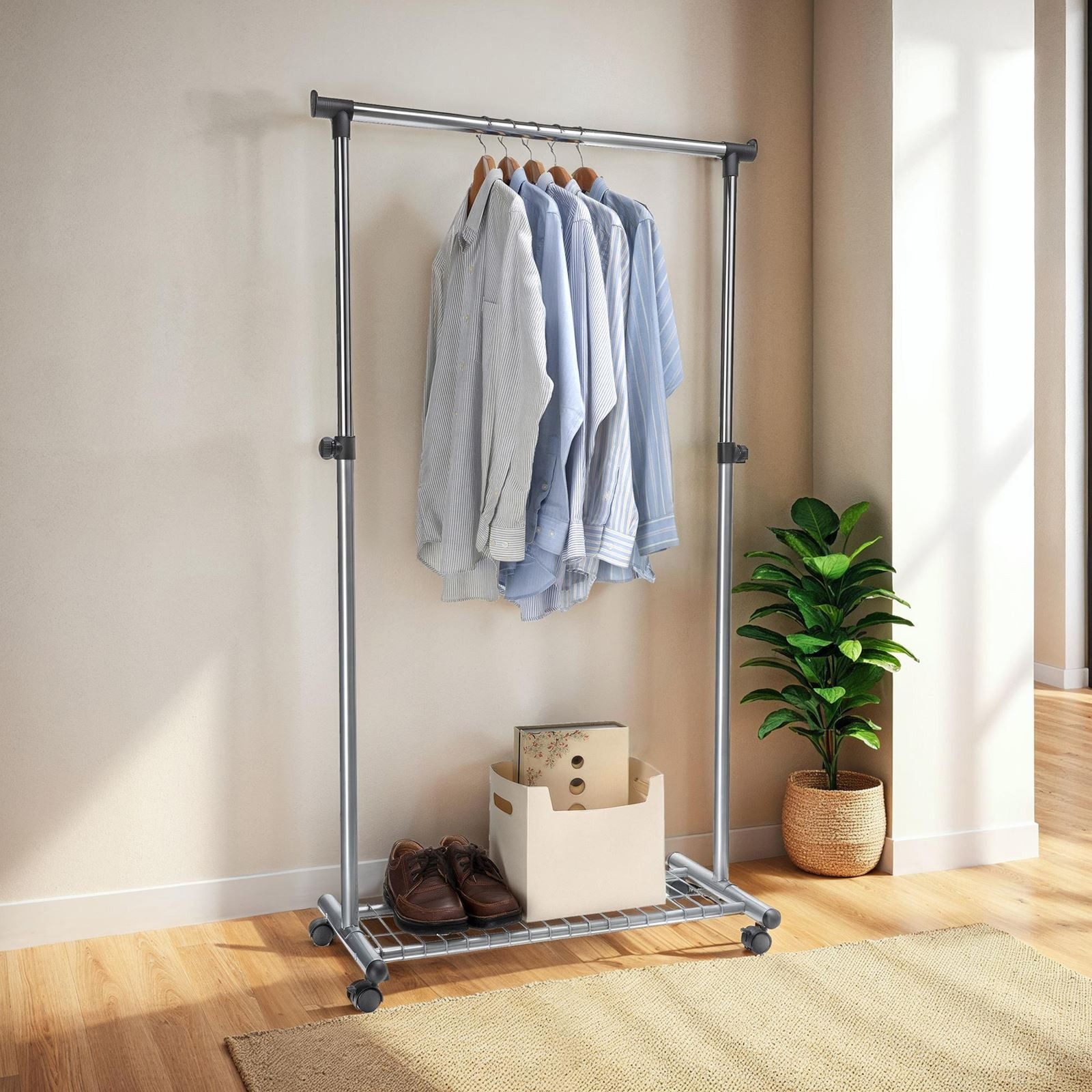 IDIMEX Garderobenständer ORLA, Rollgarderobe mit Schuhablage, mobiler Kleid günstig online kaufen