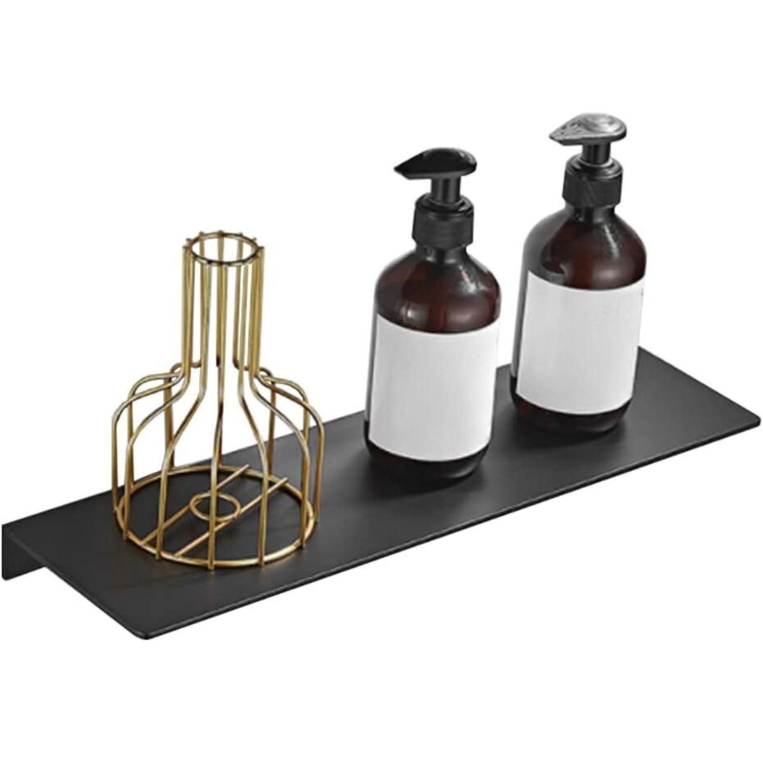 LuxusKollektion Duschablage Duschablage 40cm Aluminium Schwarz Selbstklebend, 1-tlg.