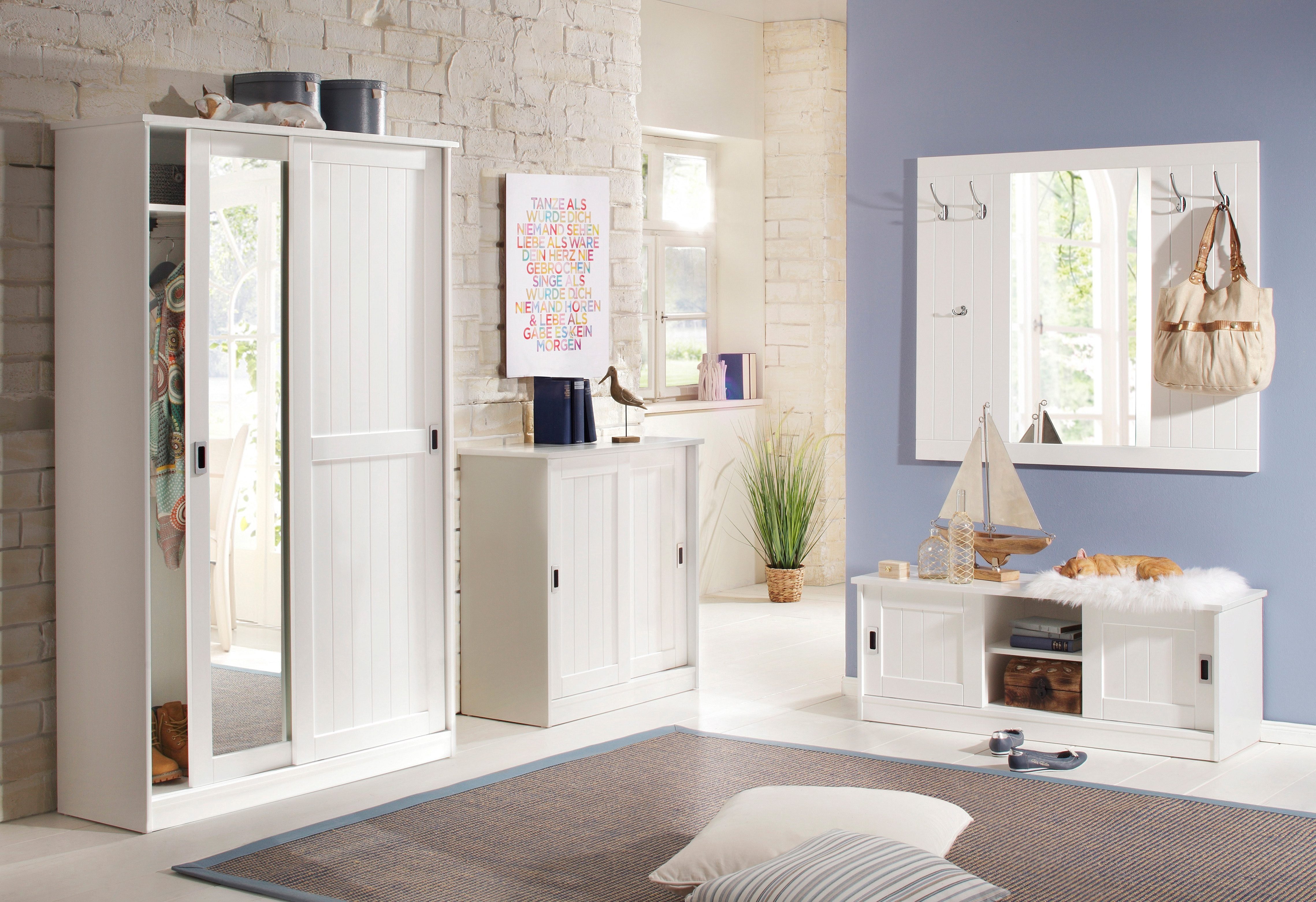 Home affaire Garderobenschrank Nekso mit Spiegel, Breite 114 cm, aus MDF oder Massivholz, FSC®