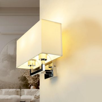 Licht-Erlebnisse Wandleuchte HOTEL, ohne Leuchtmittel, Moderne Wandlampe Chrom Natur Stahl Stoff Schlafzimmer Leuchte