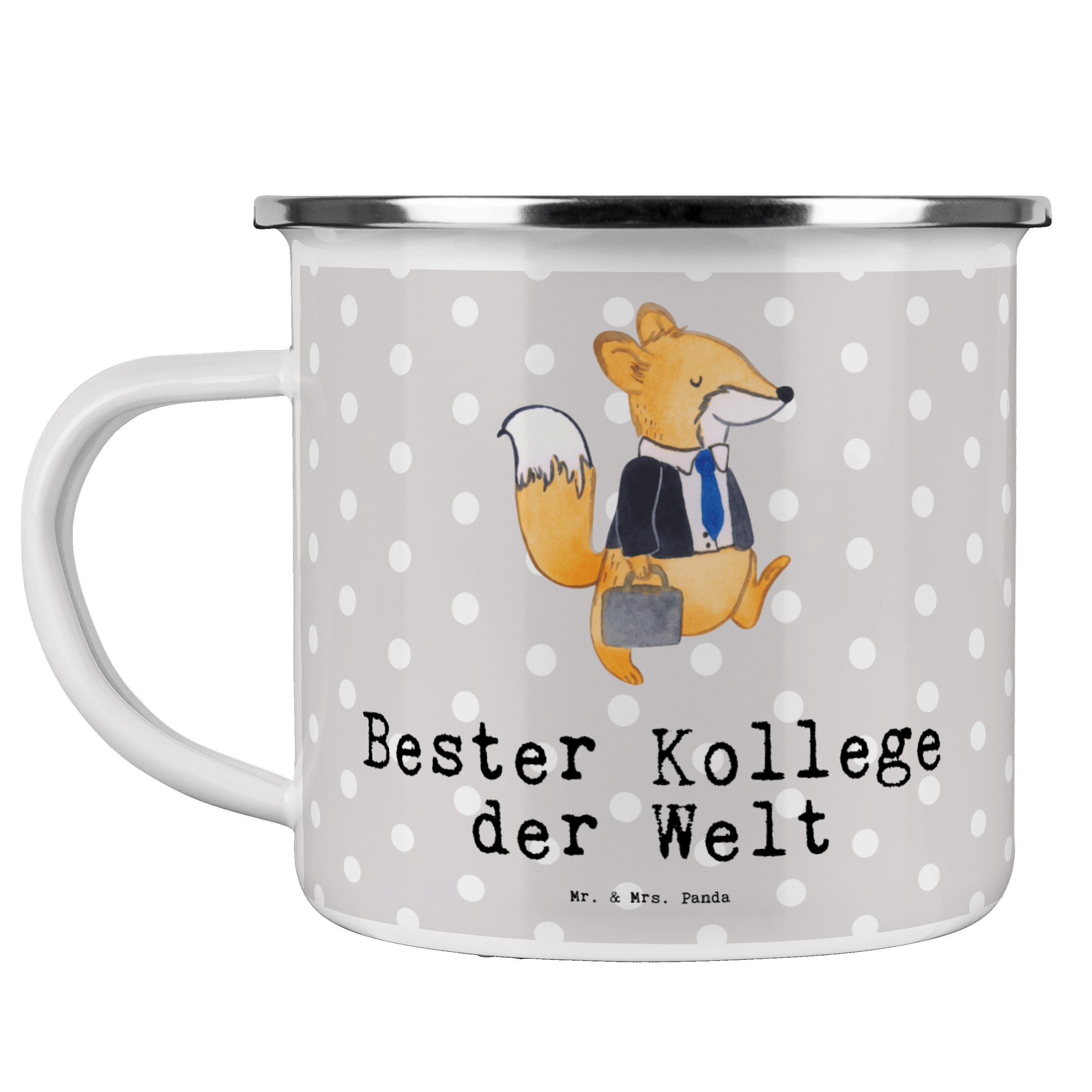 Mr. & Bester Panda - Welt Mrs. Mitarbeiter, der Fuchs Geschenk, Emaille Kollege Becher - Grau Pastell