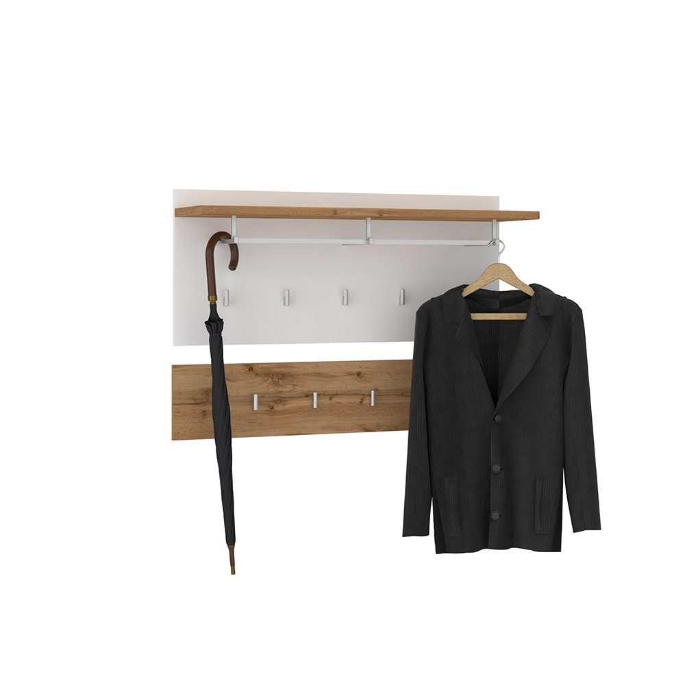 Lomadox Garderobenpaneel HUESCA-129, mit 4 Garderobenhaken, in Eiche