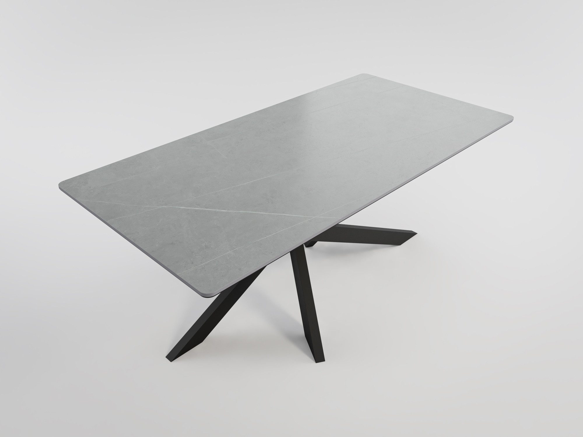 Magnolia Home Esstisch Esszimmertisch ELLEN 180x90cm graue Keramikplatte schwarzes Kreuzgeste