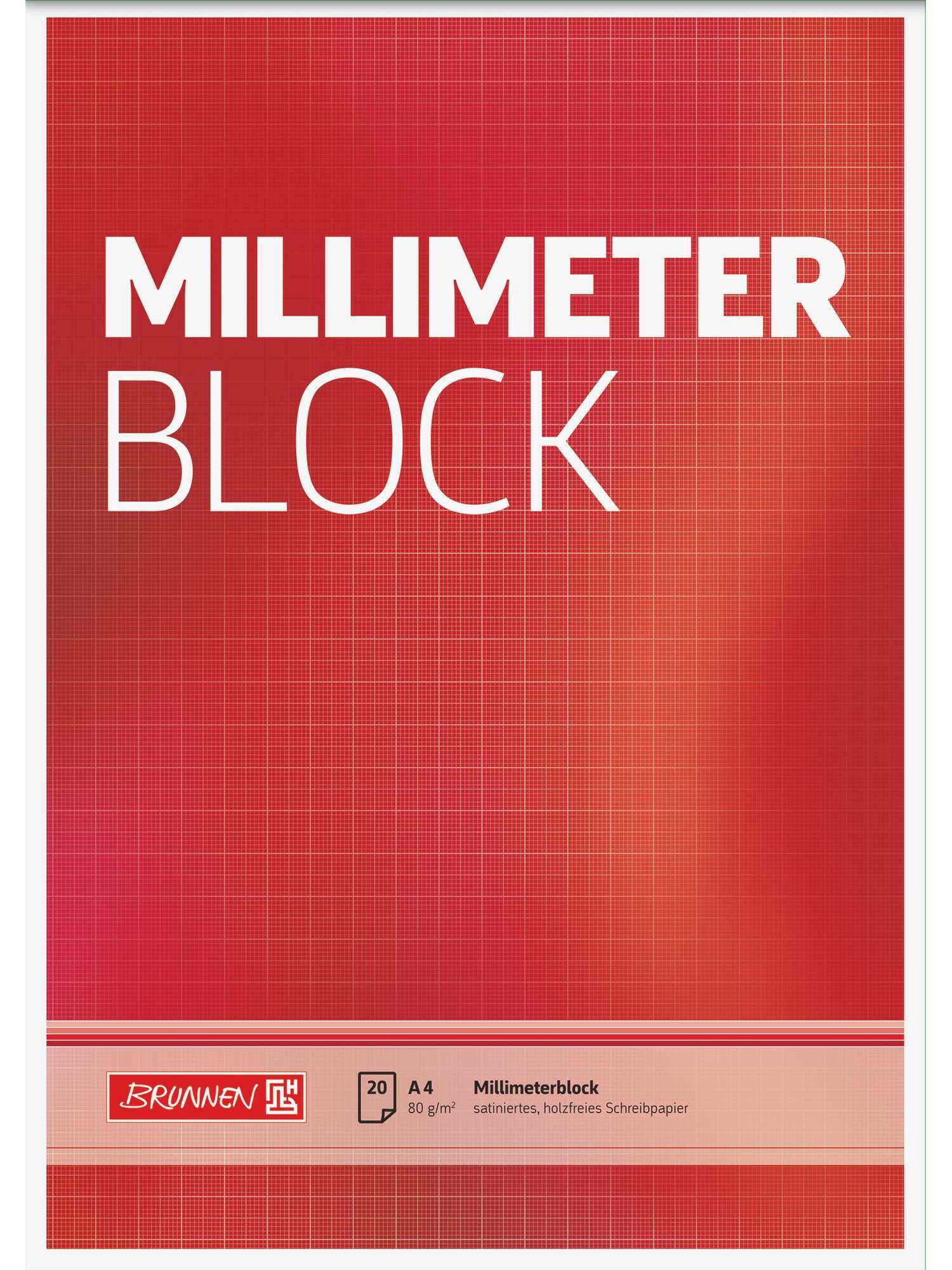 Baier Kindersitz Millimeterpapier Millimeterblock A4 kariert 20 Blatt rotbrauner Druck