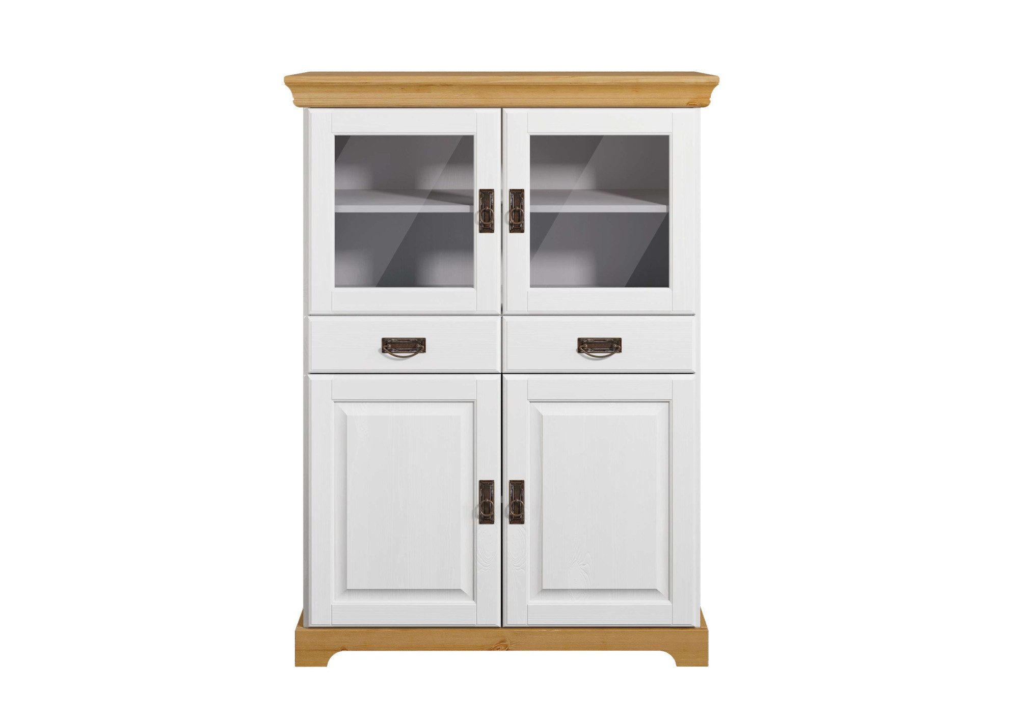 OTTO home Highboard Rügen, Vitrine im Landhausstil, zertifiziertes Massivholz, Höhe 131 cm