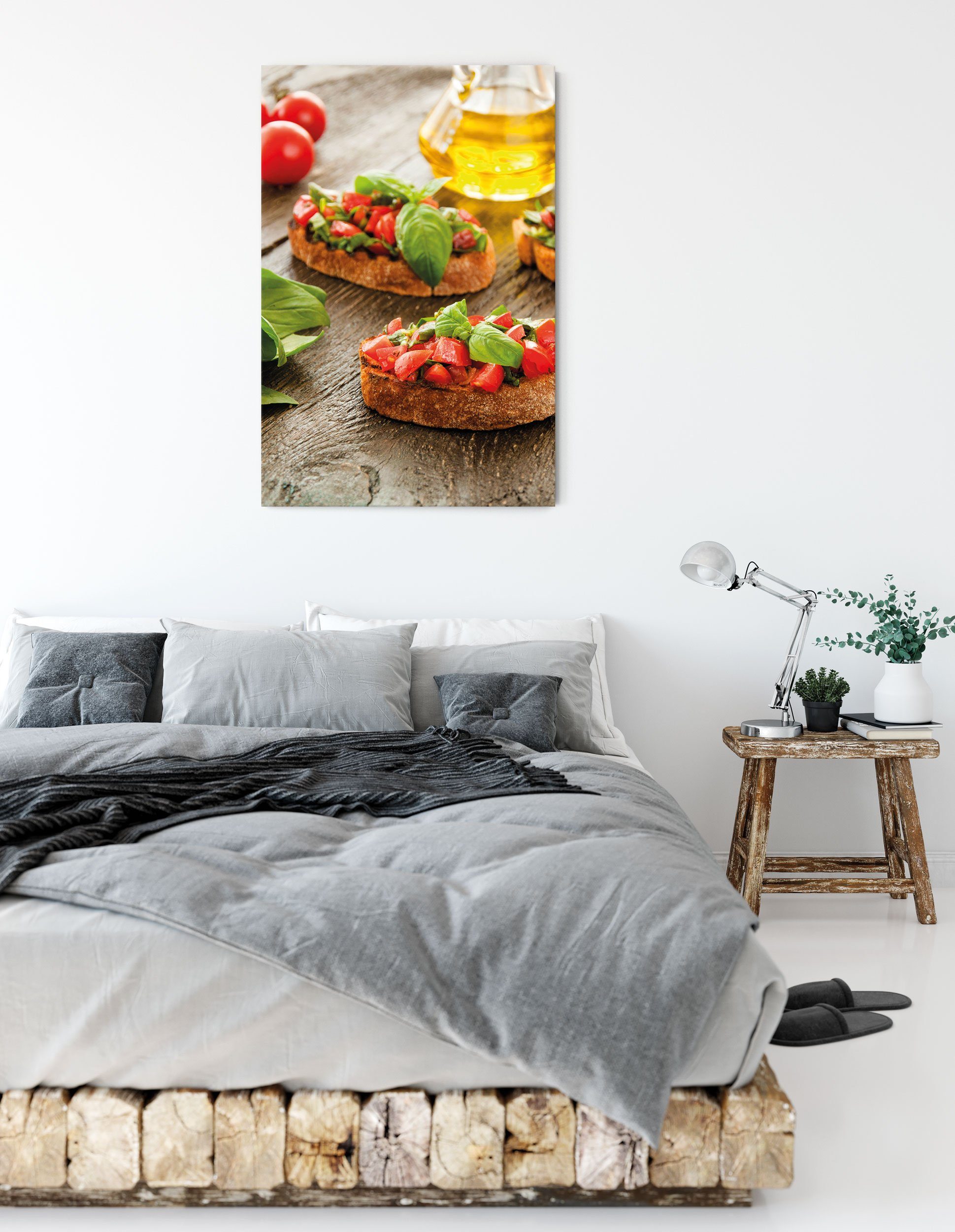 Pixxprint Leinwandbild Italienische Bruchetta, Italienische Bruchetta (1 St), Leinwandbild fertig bespannt, inkl. Zackenaufhänger