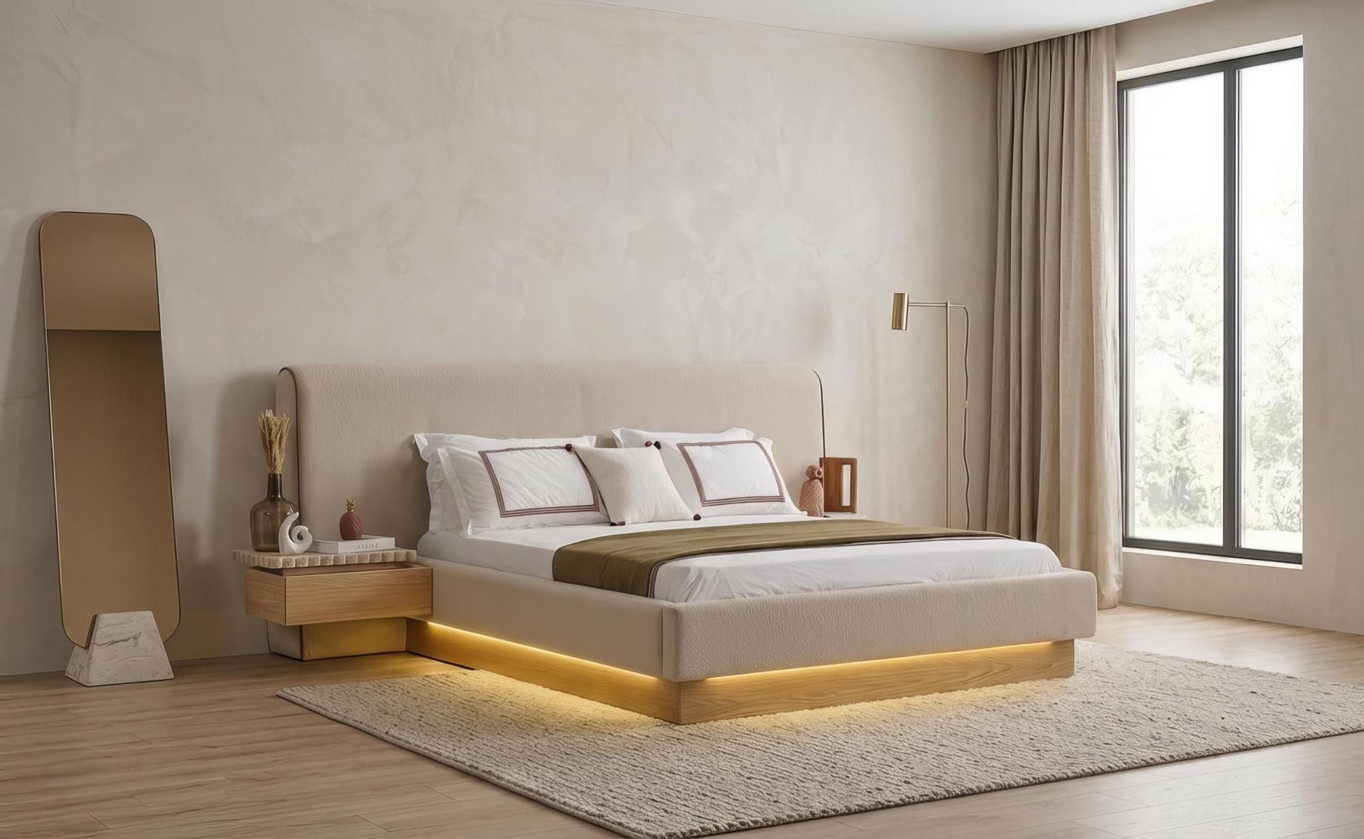 Xlmoebel Standspiegel Eleganter Ganzkörperspiegel in Gold mit modernem Design, Made in Europa