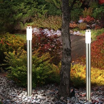 etc-shop Pollerleuchte, Leuchtmittel nicht inklusive, 3er Set Außen Lampen Garten Steckdose Edelstahl Veranda Leuchten