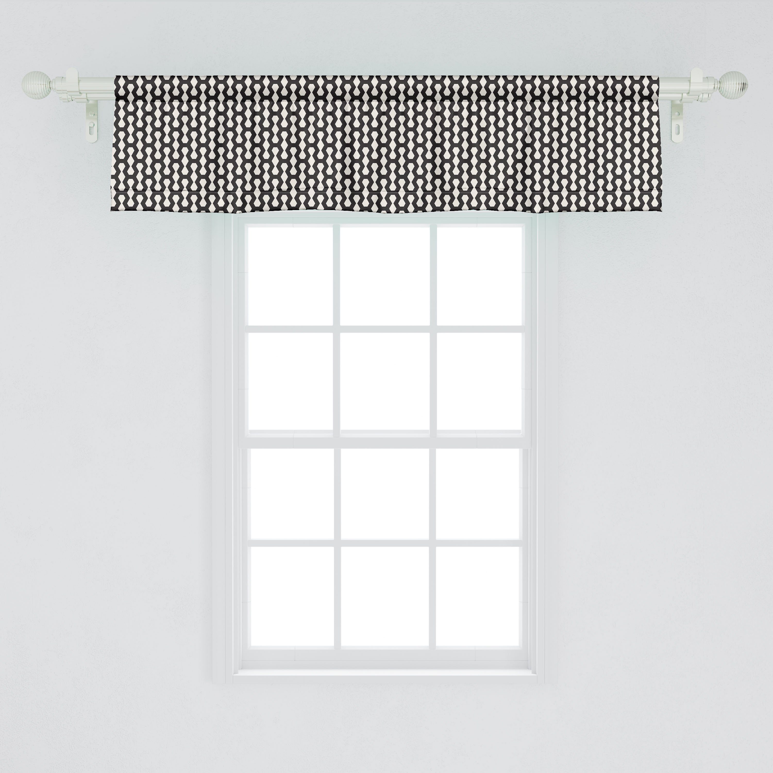 Stangentasche, Dekor Continuing Scheibengardine Einfache Abstrakt Küche Zigzags für Volant Abakuhaus, Schlafzimmer mit Microfaser, Vorhang