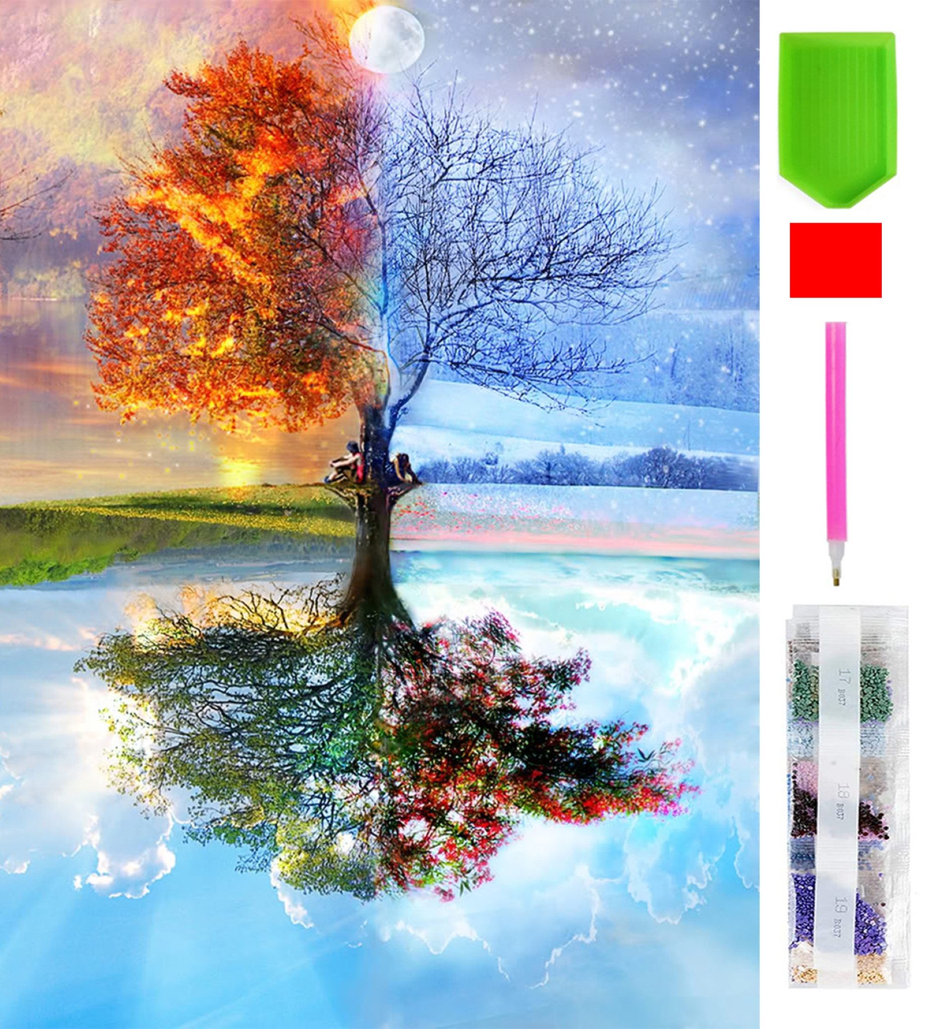 Malen nach Zahlen 5d Diamond Painting Vier Jahreszeiten Malen nach Zahlen 20x30cm
