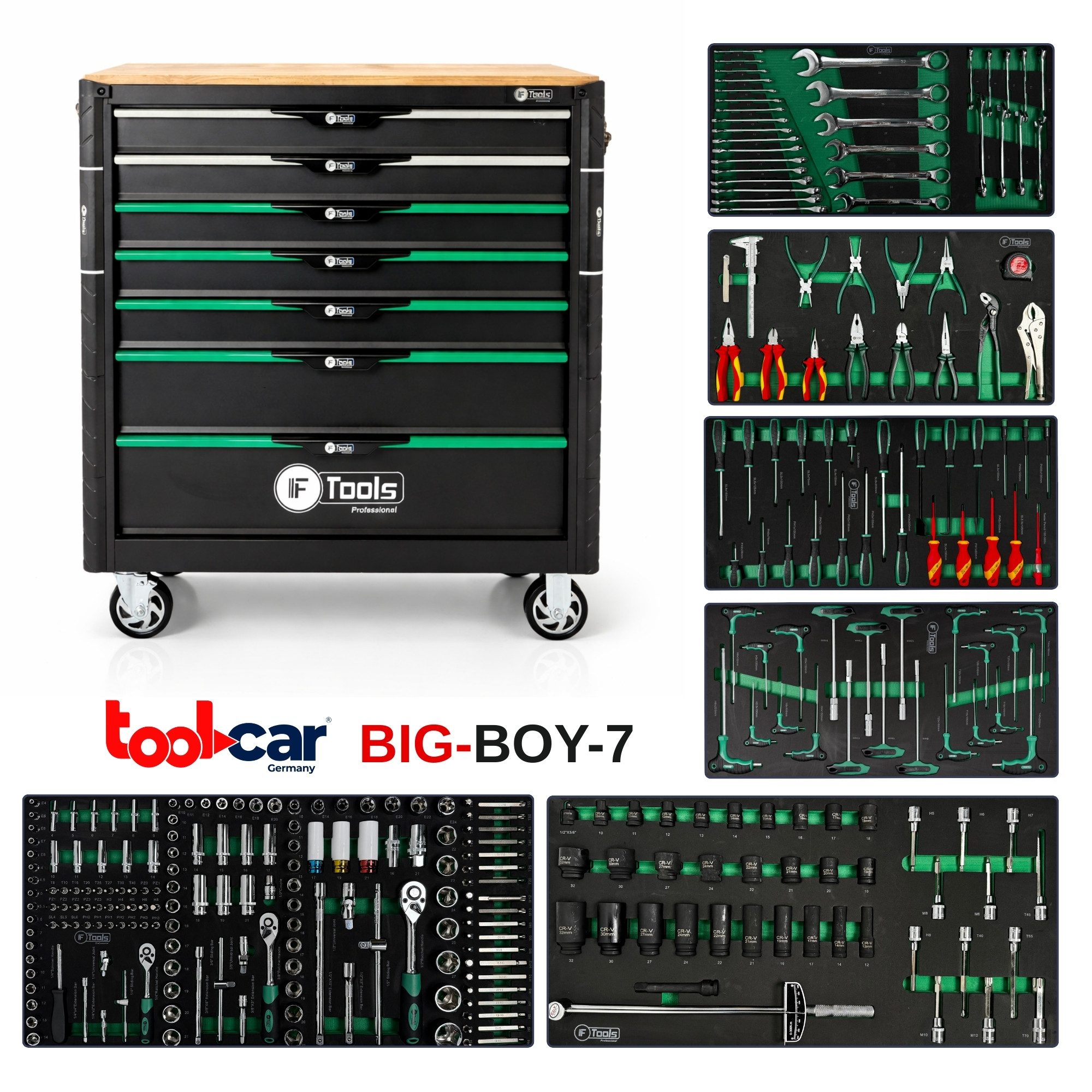 Toolcar Werkzeugwagen F-Tools ToolCar Werkzeugwagen Werkstattwagen, 6 volle Schubladen, Jumbo