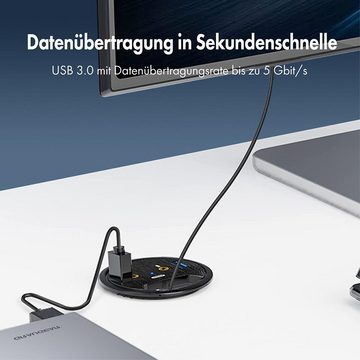 GRAUGEAR USB 3.0 Tisch HUB mit Audioanschluss USB-Adapter USB 3.0 Typ A zu USB Typ A, USB-C, 3,5-mm-Klinke