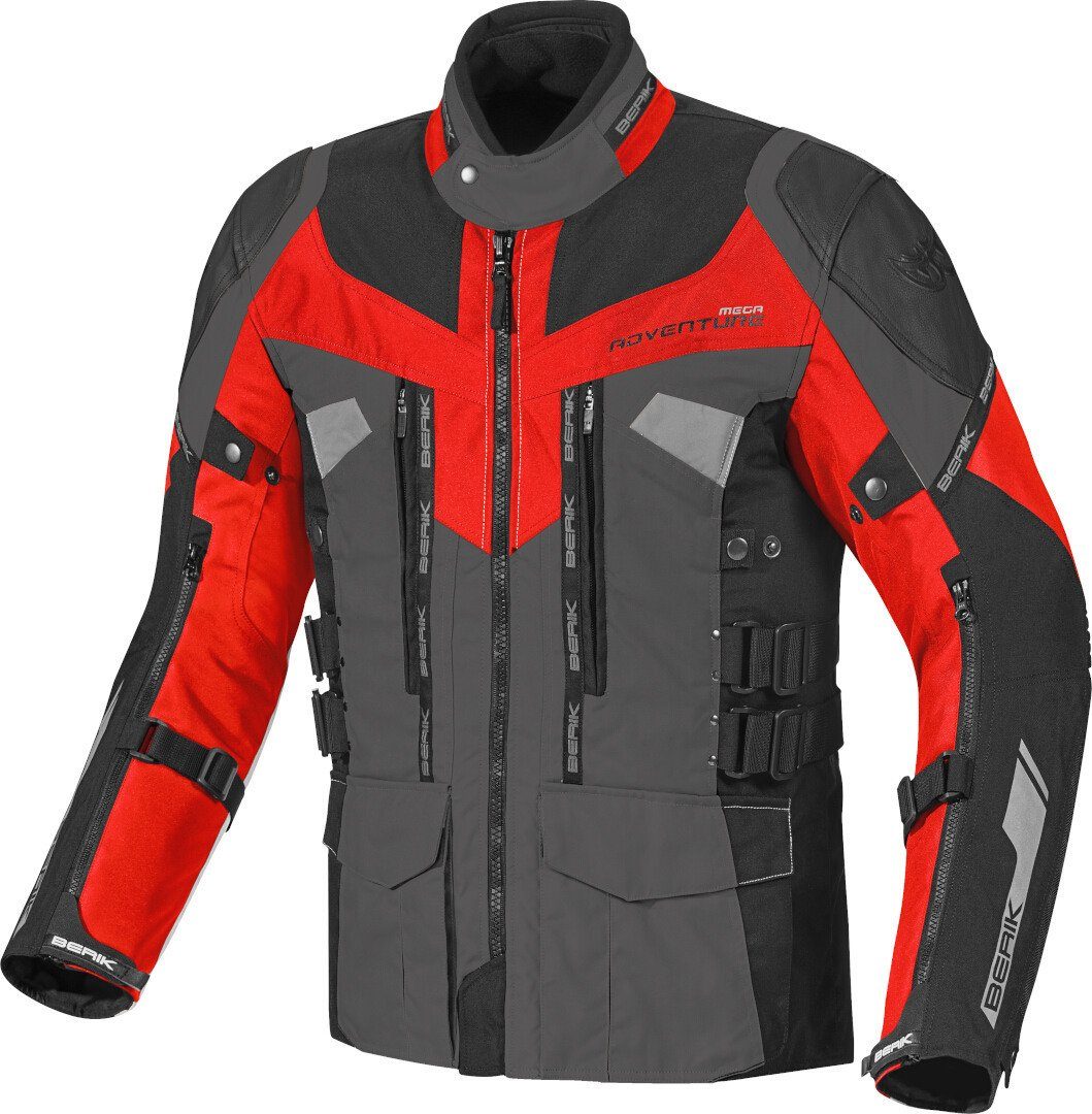 wasserdichte Motorrad Striker Grey/Black/Red Textiljacke Berik Motorradjacke Dark 3in1