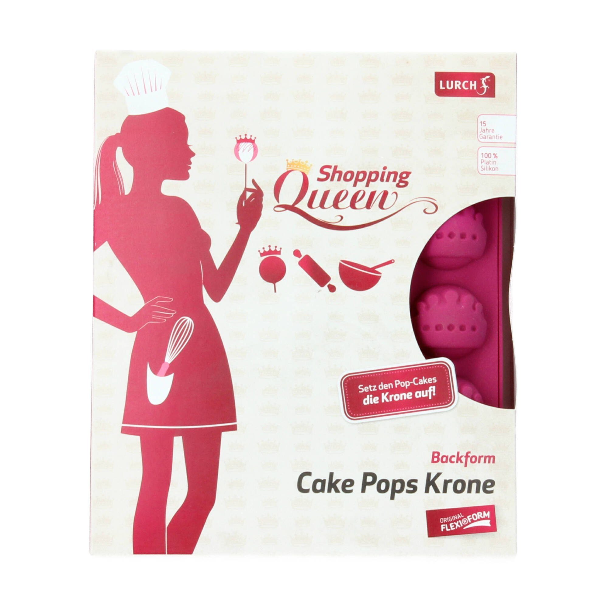 Krone Queen Backform Lurch Pops Shopping Cake pink