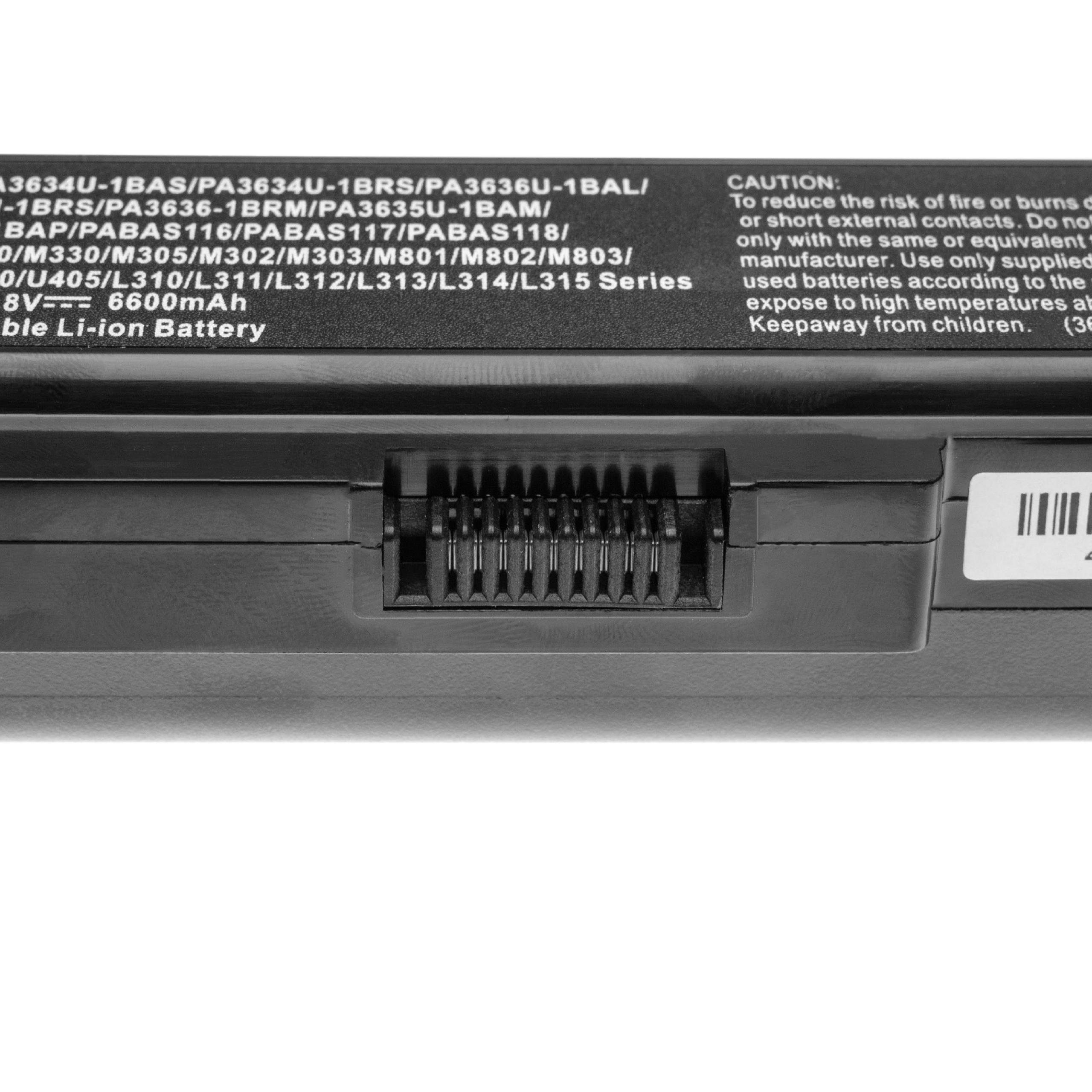 vhbw Laptop-Akku Li-Ion (10,8 mit Satellite T130, T135, U400 T115, kompatibel 6600 mAh U405, V) Toshiba