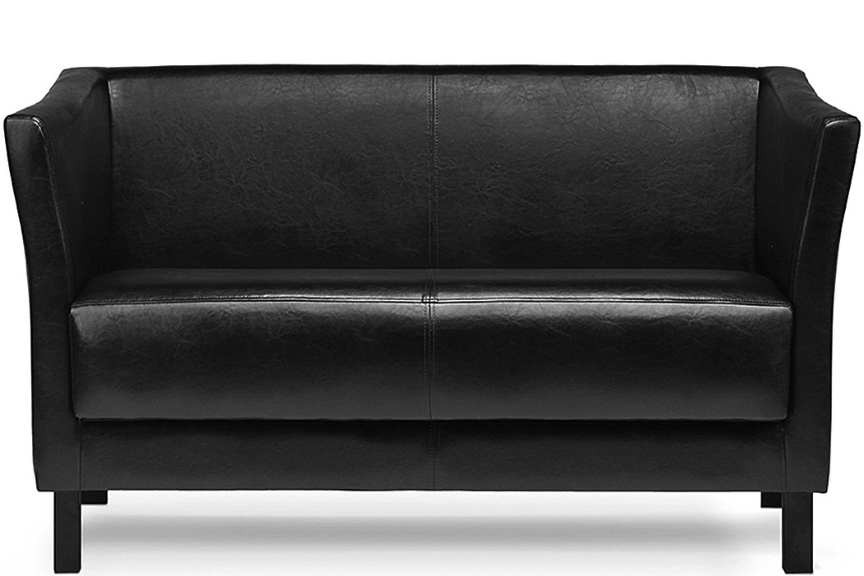 Konsimo 2-Sitzer ESPECTO Sofa 2 Personen, weiche Sitzfläche und hohe Rückenlehne, Kunstleder, hohe Massivholzbeine schwarz | schwarz