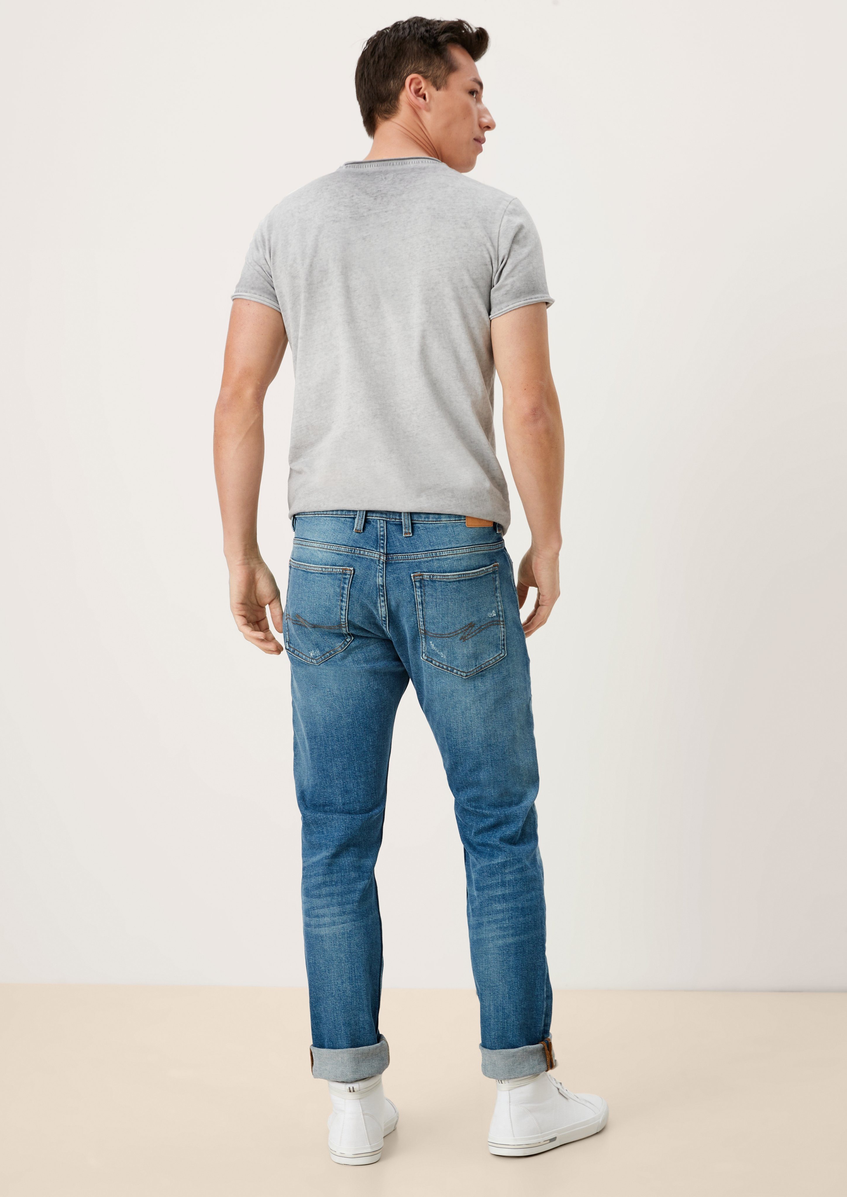 Herren Jeans Q/S by s.Oliver 5-Pocket-Jeans Slim: Jeans im Used-Look Waschung, Destroyes