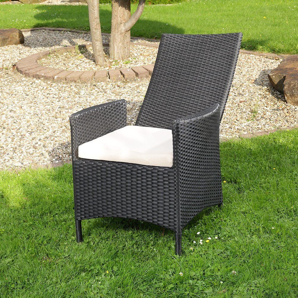 Melko Gartenstuhl Hochlehner Polyrattan mit Kissen Rattansessel Relaxstuhl (1 St), Hohe Rückenlehne mit Armlehnen, BezUG mit Reißverschluss zur Reinigung – Bild 3 von 5