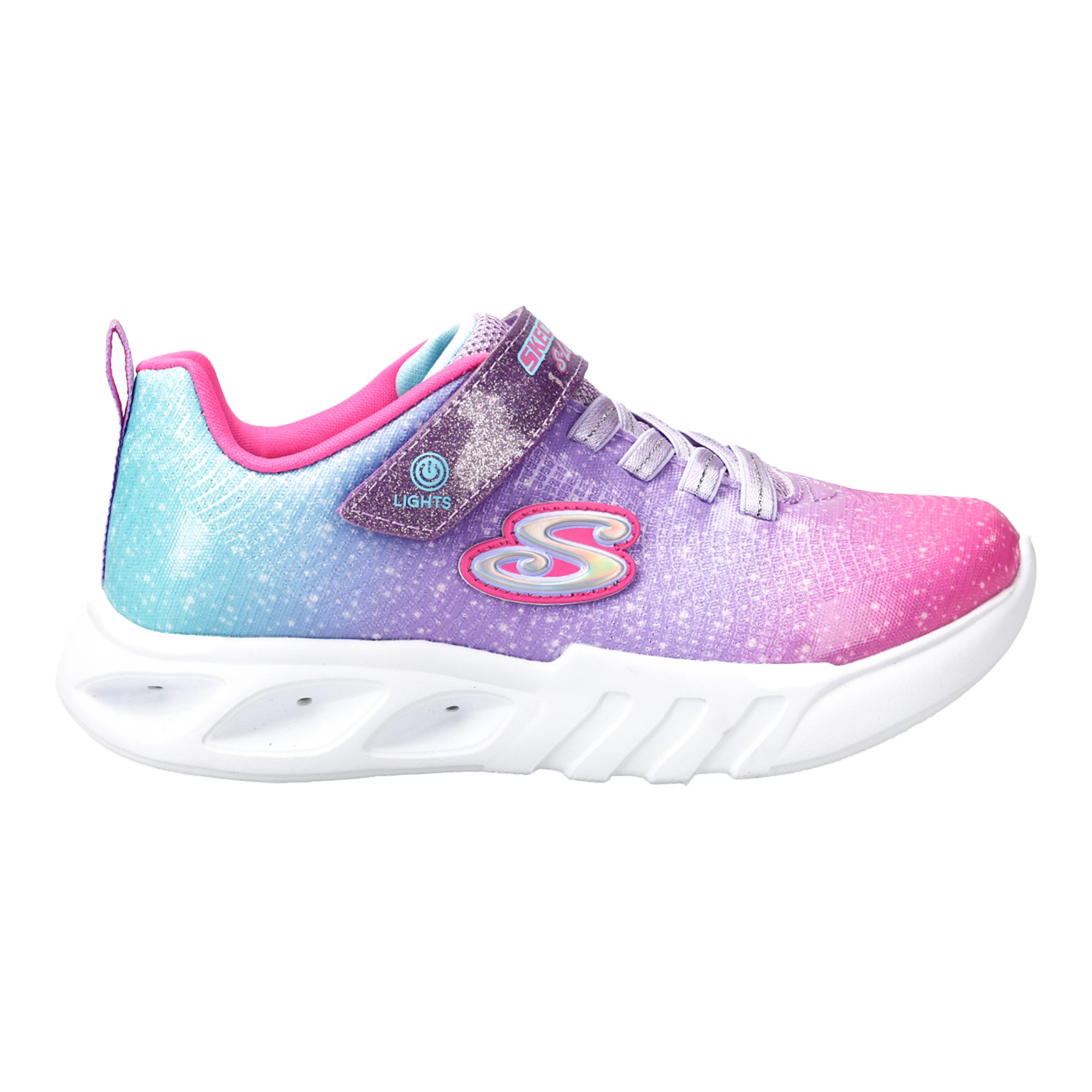 Skechers 303703L PKMT FLICKER FLASH, Klett, Pink, Kinder Klettschuh