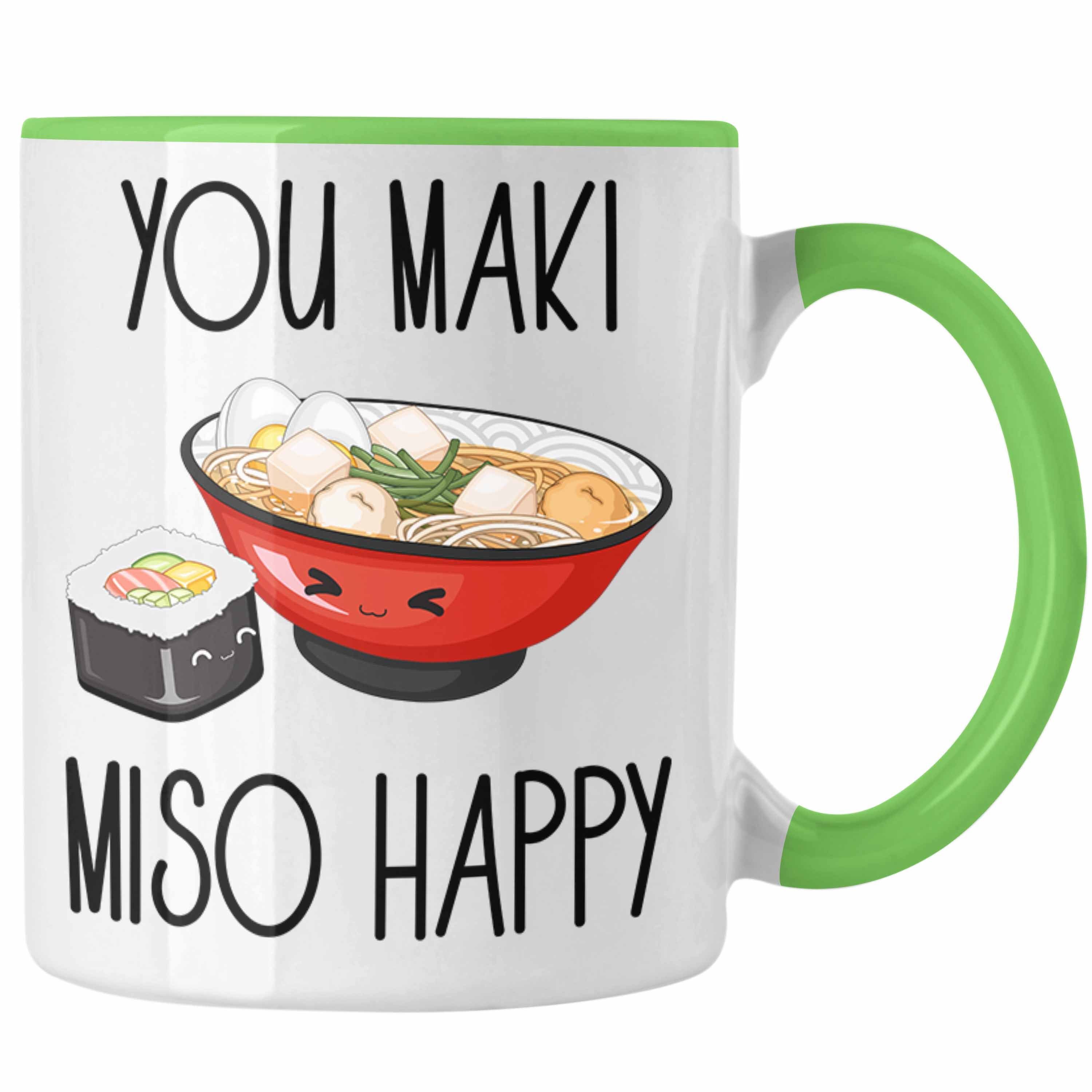 Trendation Tasse Sushi Liebhaber Tasse Geschenk You Maki Miso Happy Japan Sushiliebhab Grün