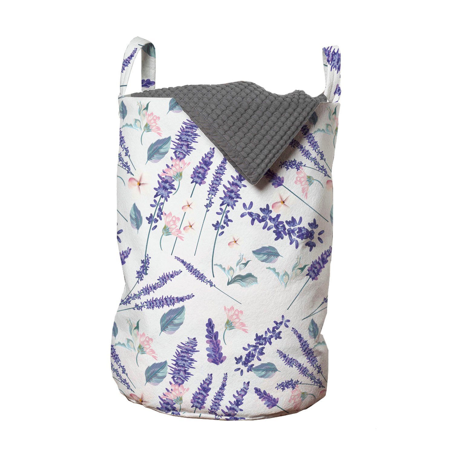 Abakuhaus Wäschesäckchen Wäschekorb mit Waschsalons, Lavendel-Blüten-Blumen Griffen Violett Kordelzugverschluss für