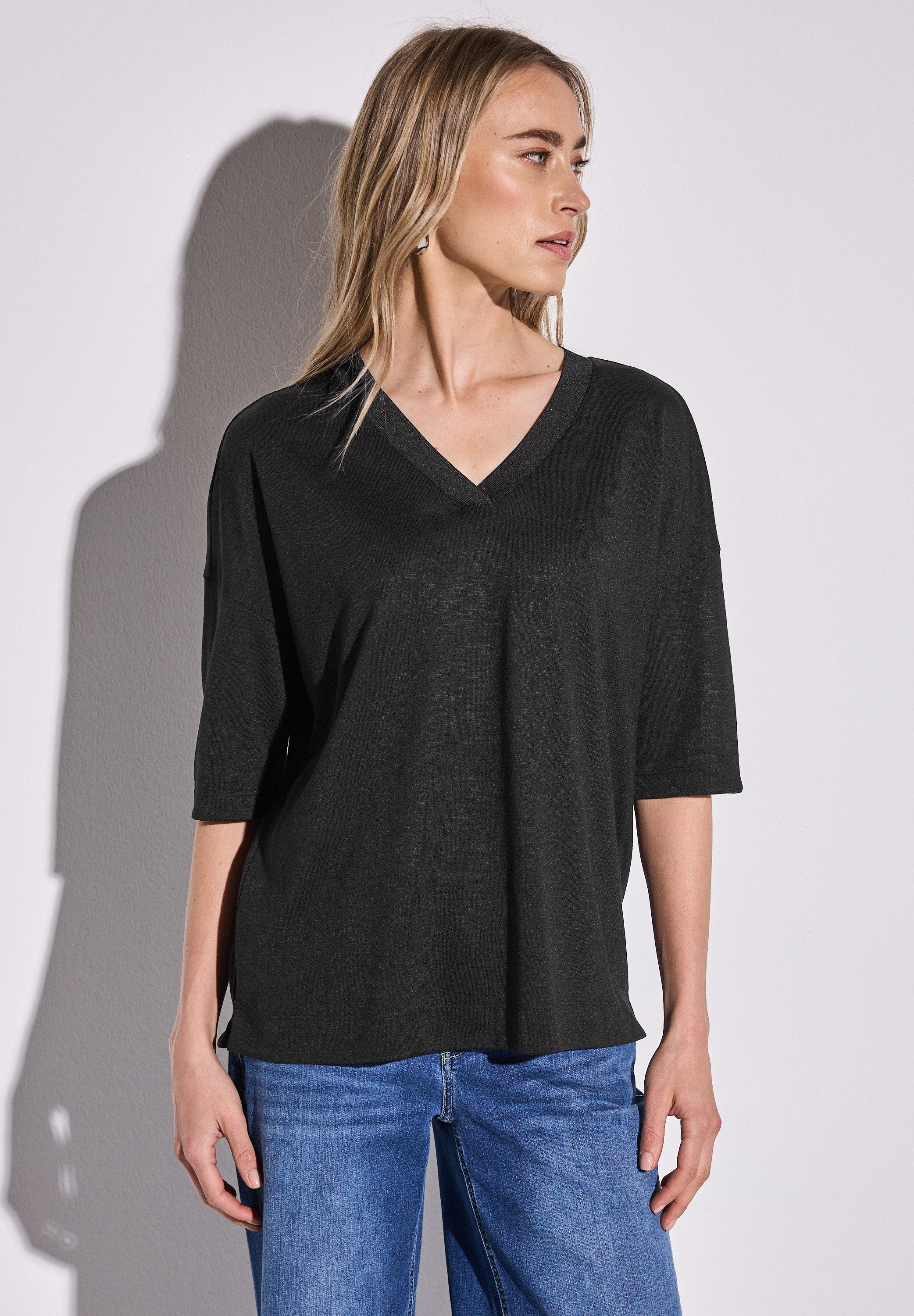 STREET ONE T-Shirt, mit Seitlichen Einschlitzen am Saum günstig online kaufen