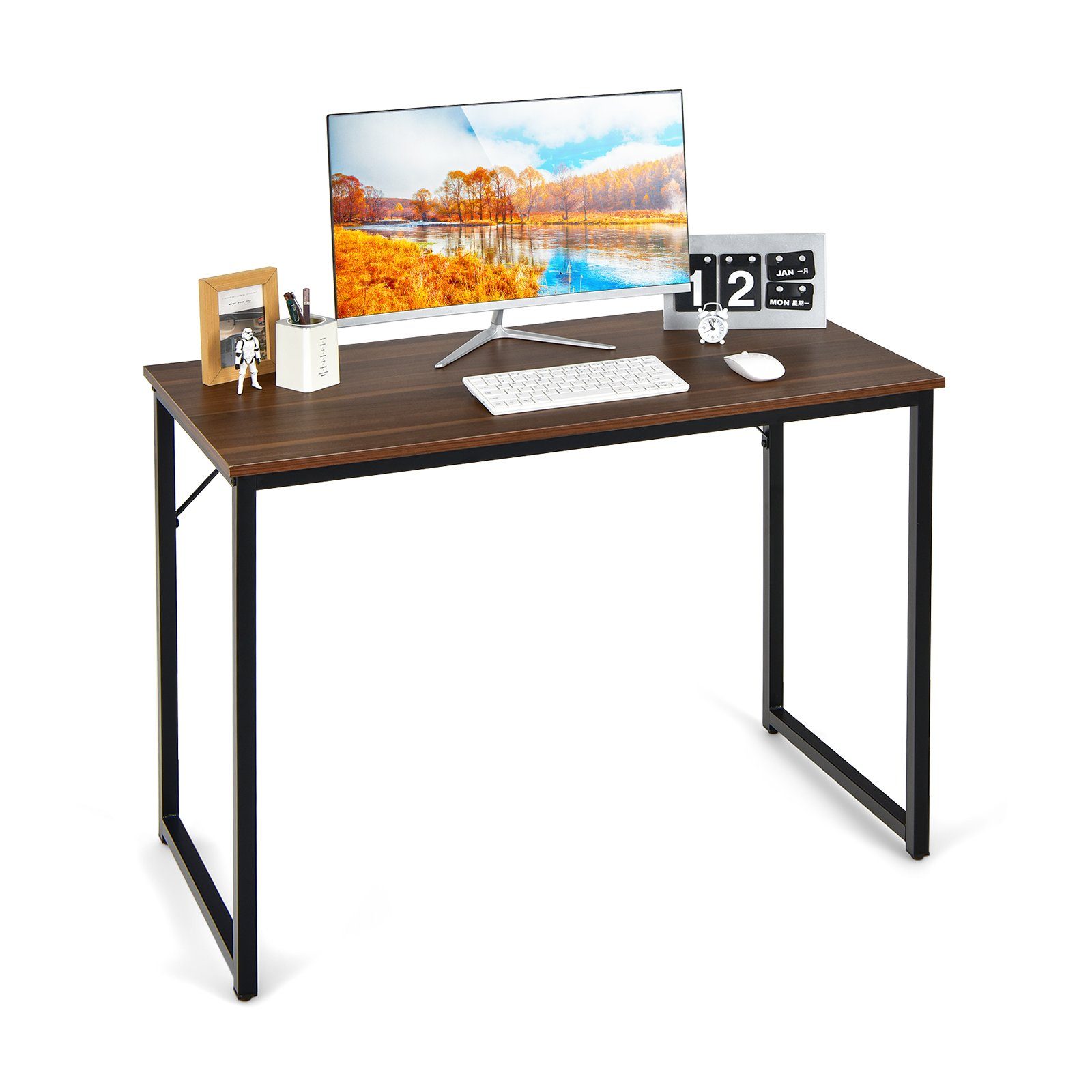 COSTWAY Schreibtisch Computertisch, 91 kg belastbar, 100 x 50 x 75 cm Kaffee
