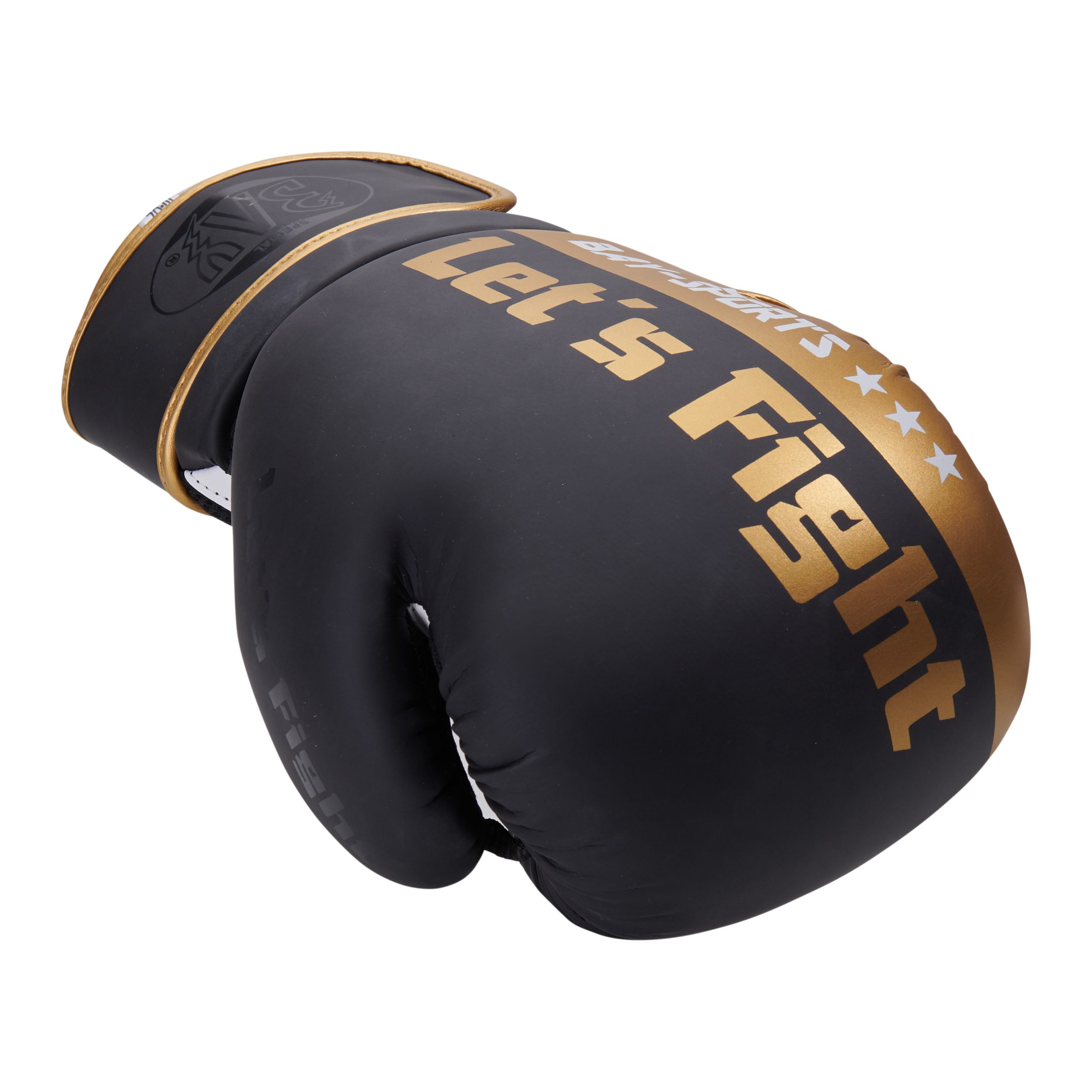 BAY-Sports Boxhandschuhe Let´s Fight Box-Handschuhe gold Mesh Boxen Kickboxen Thaiboxen 8, 10 (Paar), Edle Kombination von matt und glänzend, Kinder/Erwachsene