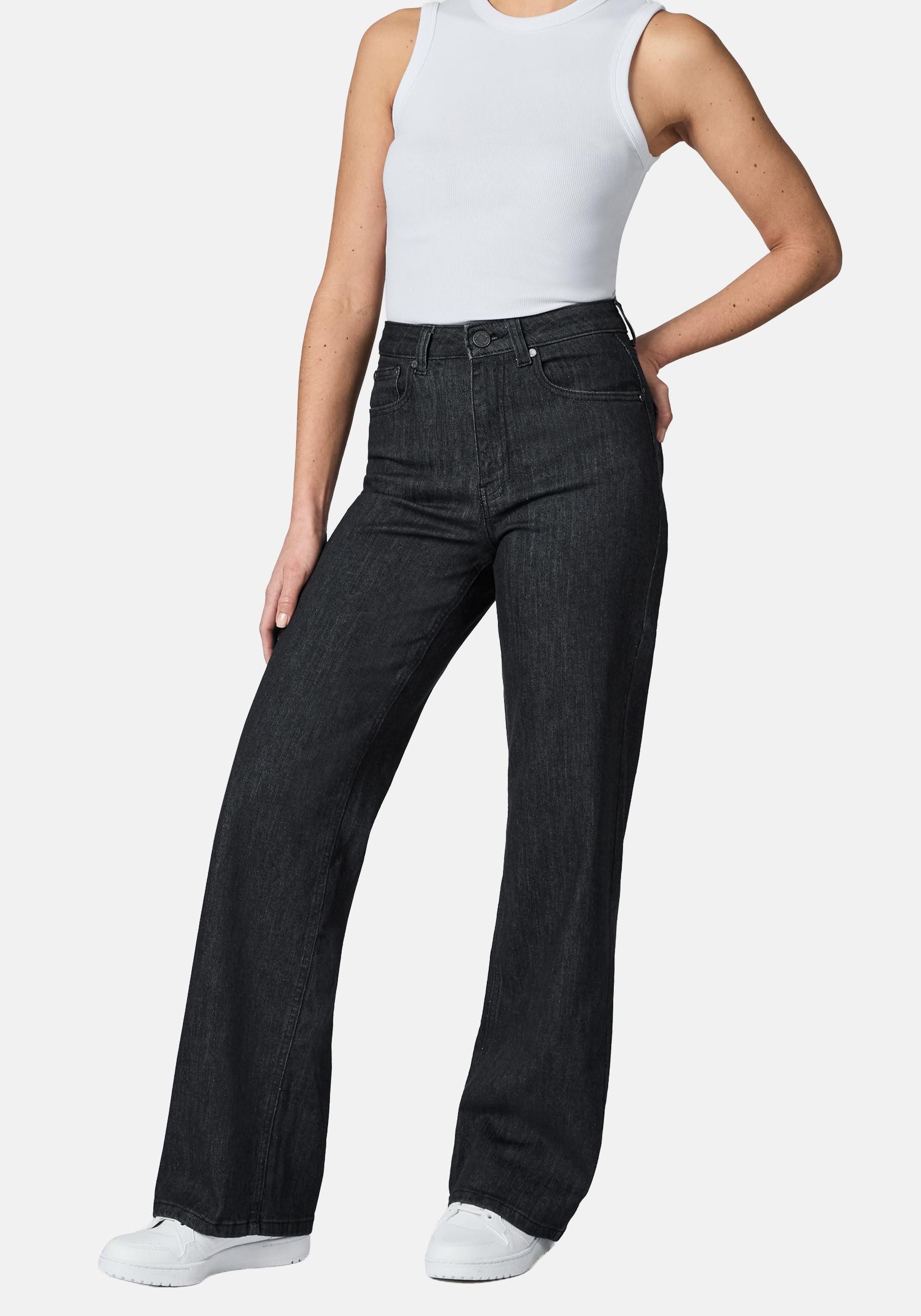 PEAK TIME Weite Jeans Eklipsa Damen Wide Leg Jeans mit Logoprägung
