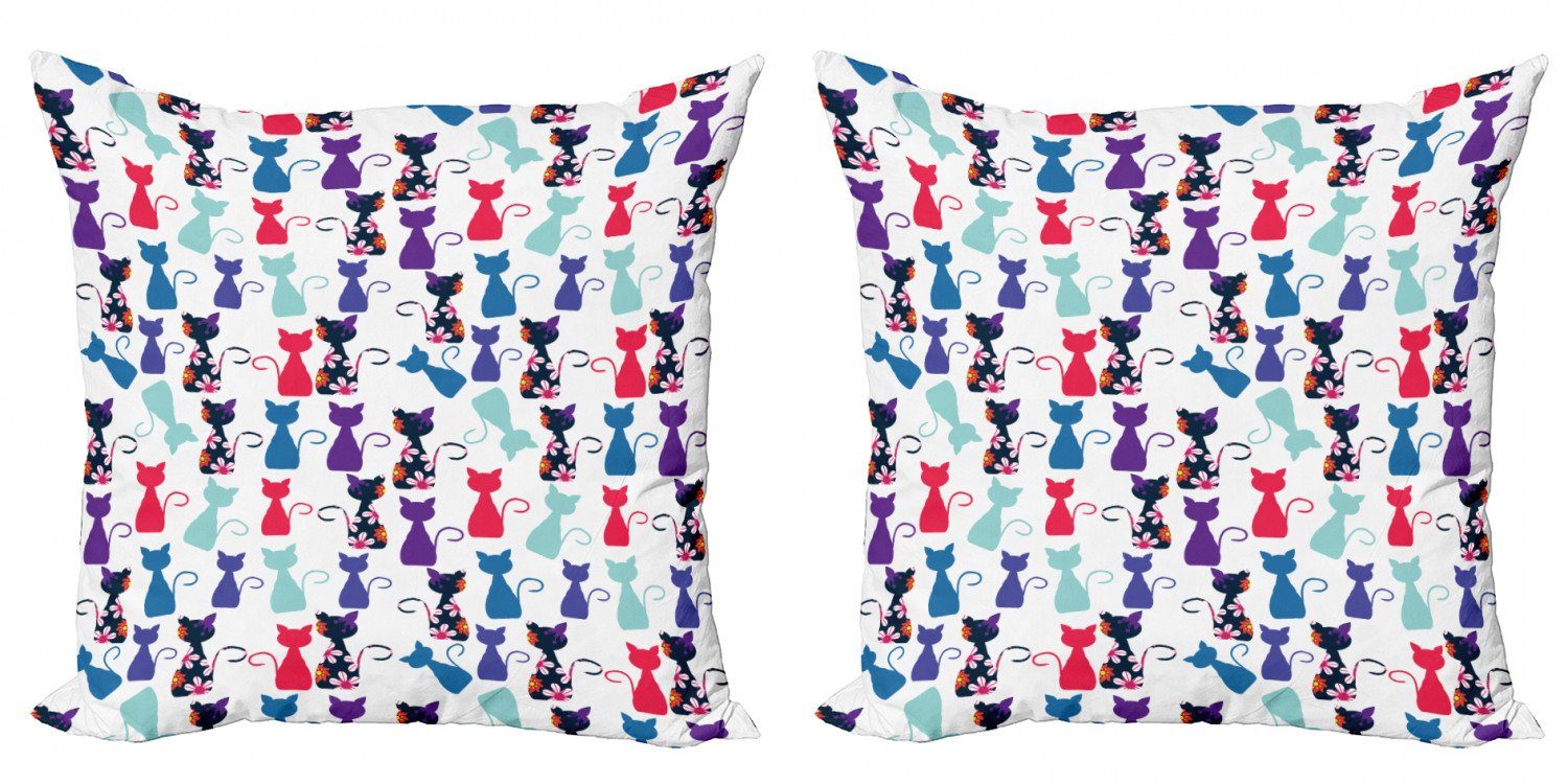 Kissenbezüge Modern Accent Doppelseitiger Digitaldruck, Stück), (2 Baby-Katzen Abakuhaus Farben Blumen Kätzchen