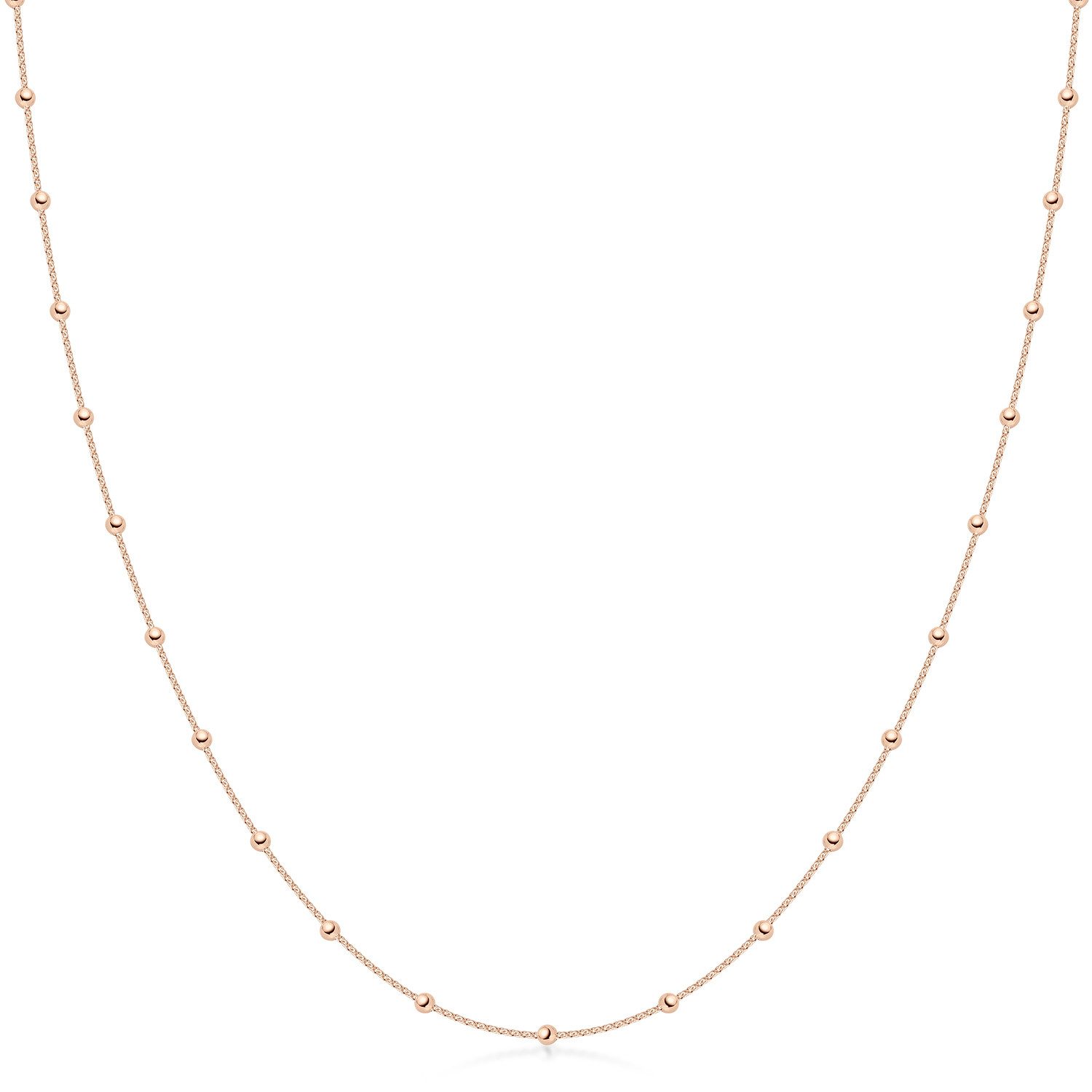 Materia Collierkettchen Damen Mädchen Rosegold Kugelkette 40-70cm K105, Sterlingsilber, doublé rosevergoldet