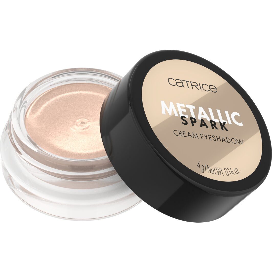 Catrice Lidschatten Metallic Spark Cream Eyeshadow, 3-tlg., Wischfest, lange Haltbarkeit, cremig, metallisch funkelndes Finish.