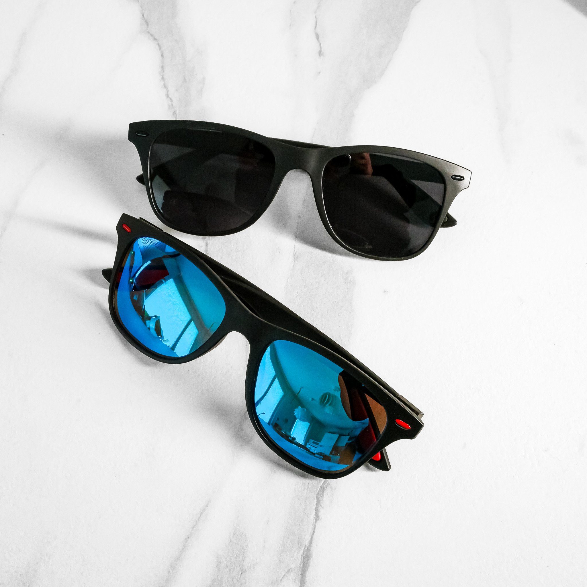 salazar.plus Sonnenbrille Klassisch Rechteckig Unisex 2 Farben Damen Herren Brille Schwarz Blau | Sonnenbrillen