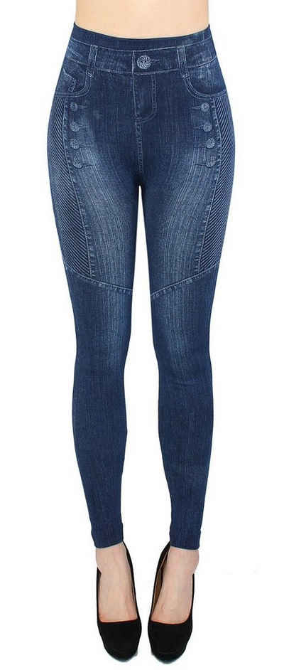 dy_mode Jeggings Damen Jeggings High Waist Leggings in Jeans Optik Bequem Jeansleggings mit elastischem Bund