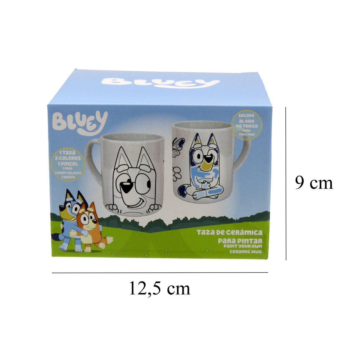 Bluey Kreativset Bluey Tasse 240ml zum Bemalen Set mit 5 Farben und Pinsel