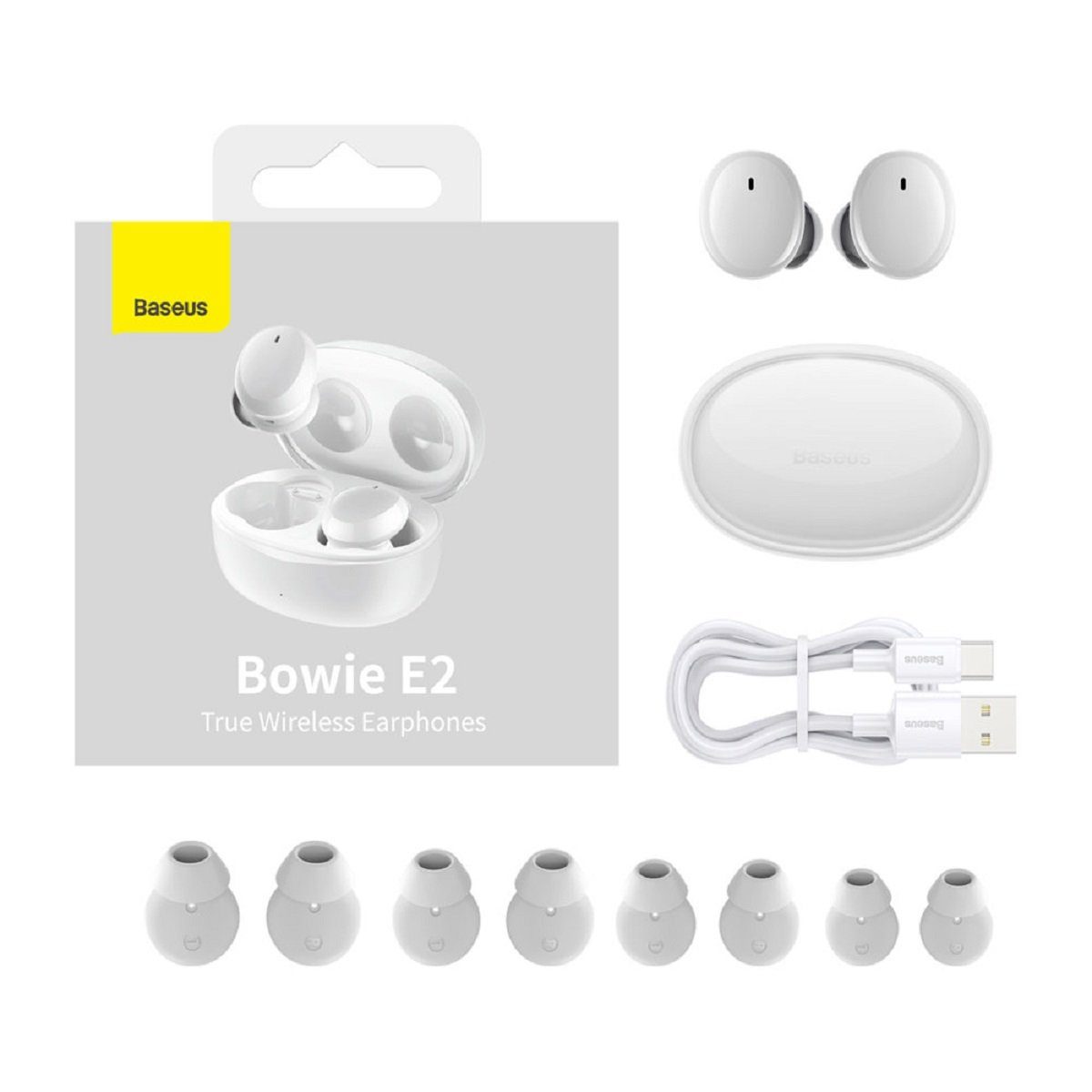 Baseus Baseus Bowie E2 TWS Wireless Kopfhörer Wasserdicht IP55 Bluetooth-Kopfhörer (Bluetooth, Touch Control, TWS, Wireless, Bluetooth 5.2, Wasserdicht: IP55 zertifiziert)