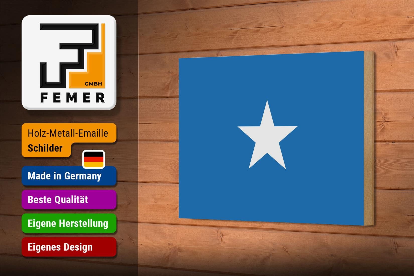 Femer GmbH Holzbild Flagge Somalias 18x12 cm Flag of Somalia, Flaggen (1 St), Glatte Holzfaserplatte (MDF), vorn beschichtet