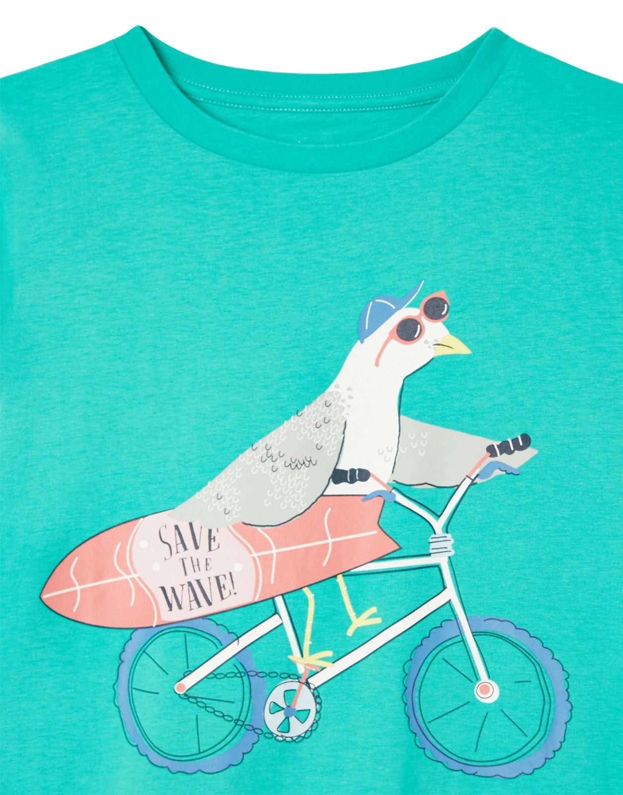 Tom Joule Print-Shirt TOM JOULE T-Shirt türkis Möve mit Surfboard