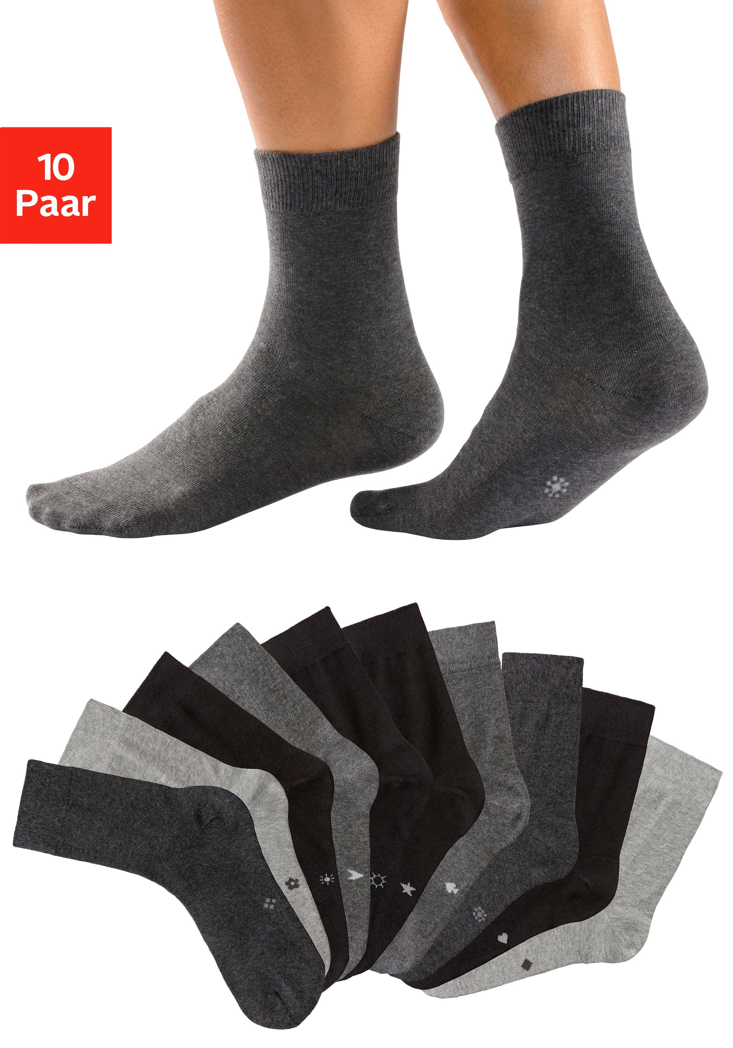 H.I.S Basicsocken (Packung, 10-Paar) mit eingestrickten Symbolen