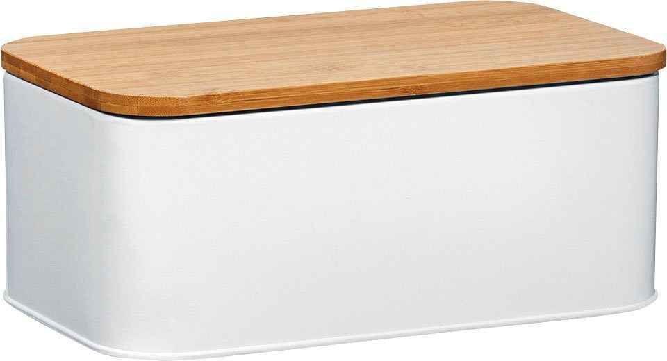 Zeller Present Brotkasten, Bambus, Metall, (1-tlg), Длина ca. 31 cm, weiß