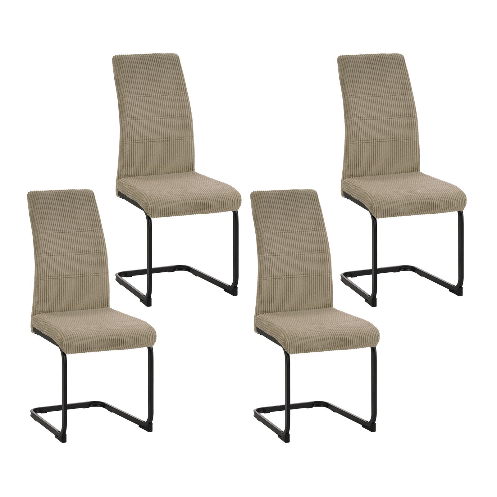 HTI-Living Esszimmerstuhl Schwingstuhl SallyP Cordstoff Beige (Set, 4 St), Esszimmerstuhl mit schwarzem Metall-Kufengestell