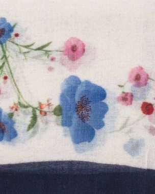 Becksöndergaard Modeschal Florali Woo Schal Damen - Halstuch in Cremefarben - weicher Damenschal, bedruckt Blumen aus Wolle - B:100 x L:200 cm