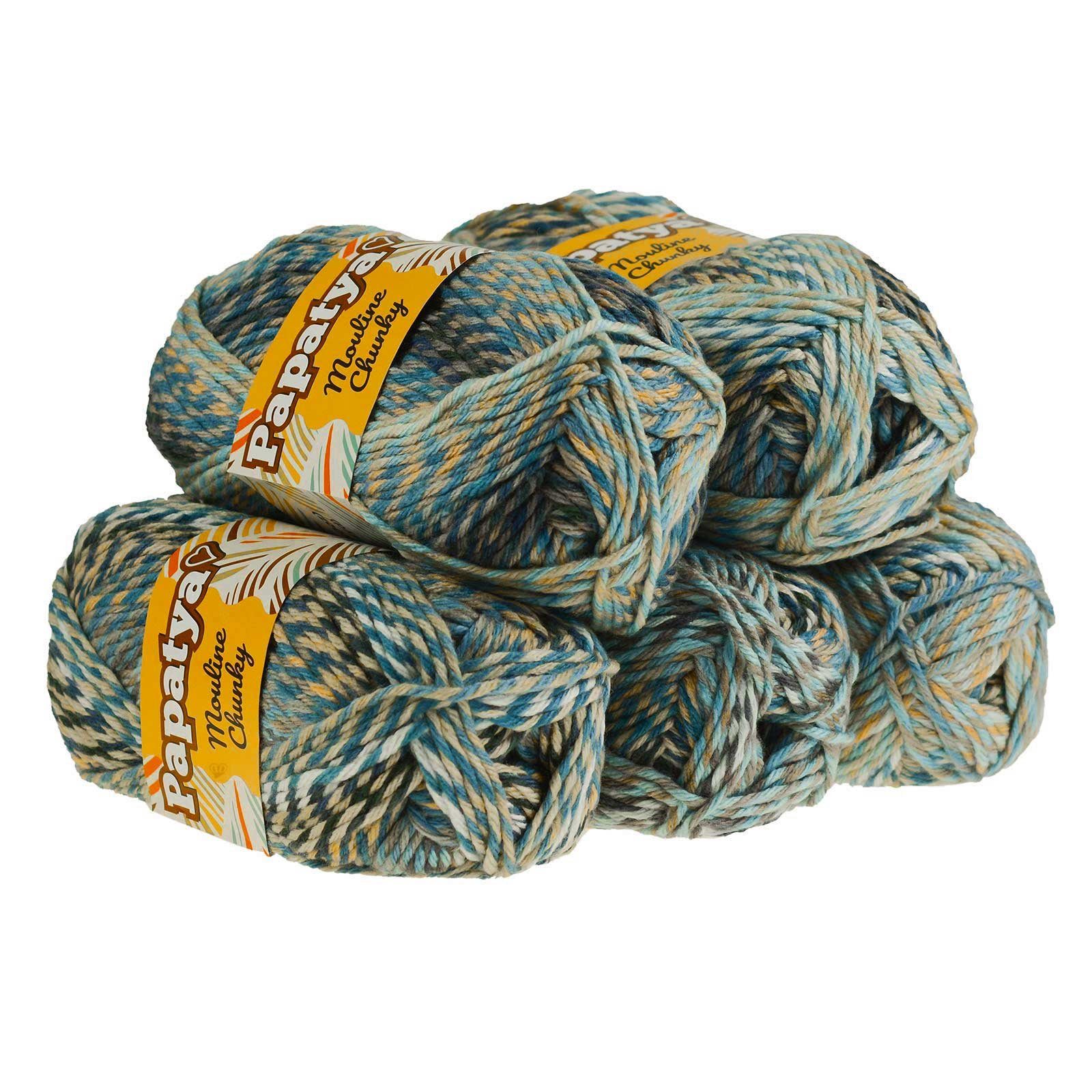 Papatya 500g Strickgarn Papatya Mouline Chunky Strickwolle mehrfarbig Effektgarn, 800 m, 2019 mehrfarbig