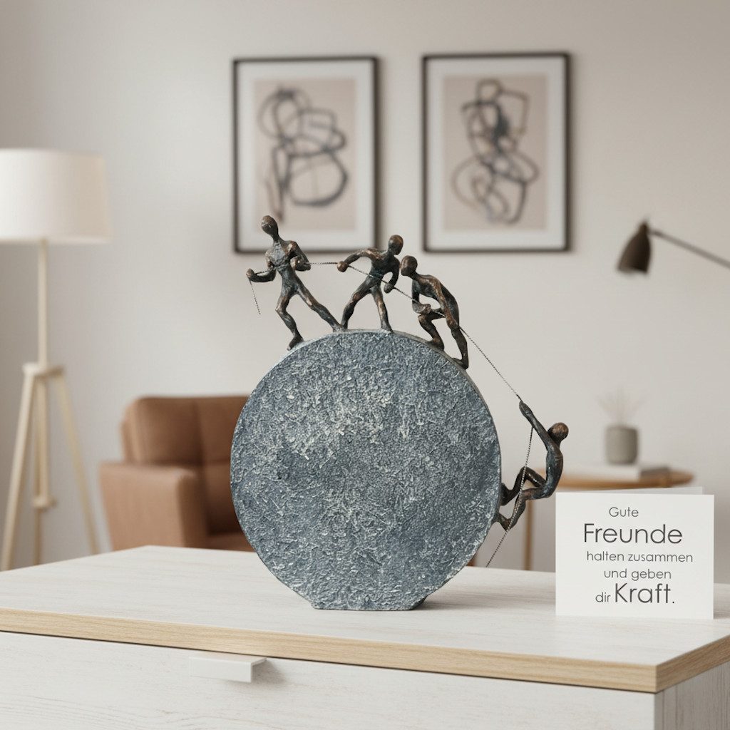 GILDE Dekoobjekt Skulptur Teamgeist Freunde Ziehen Sich Hoch Bronzeoptik 36 günstig online kaufen