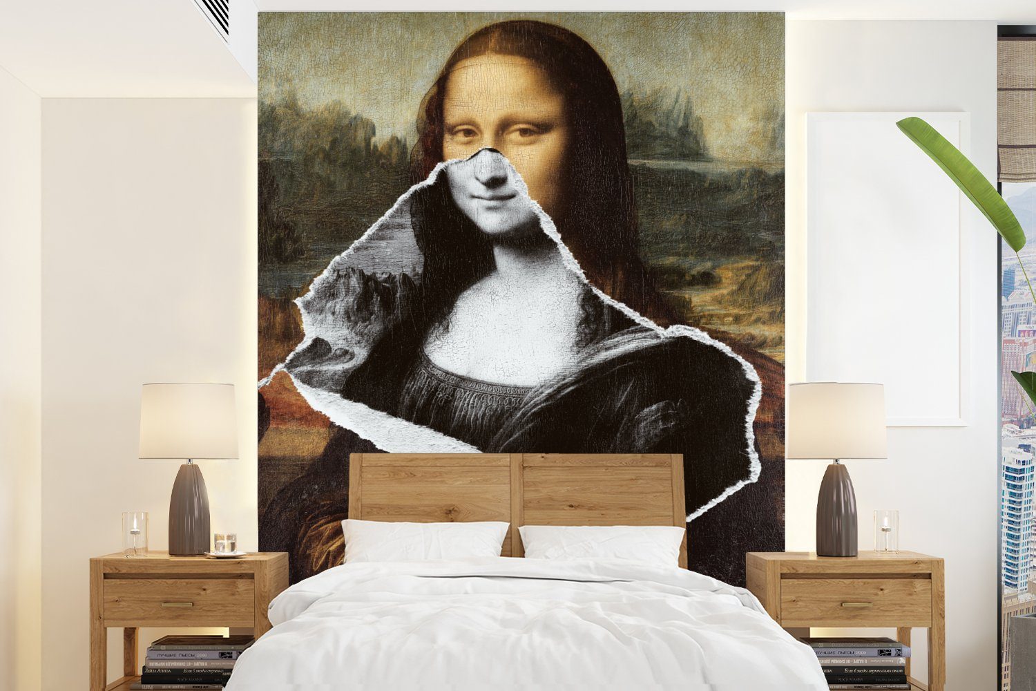 MuchoWow Fototapete Mona Lisa - Da Vinci - Kunst, Matt, bedruckt, (4 St), Montagefertig Vinyl Tapete für Wohnzimmer, Wandtapete