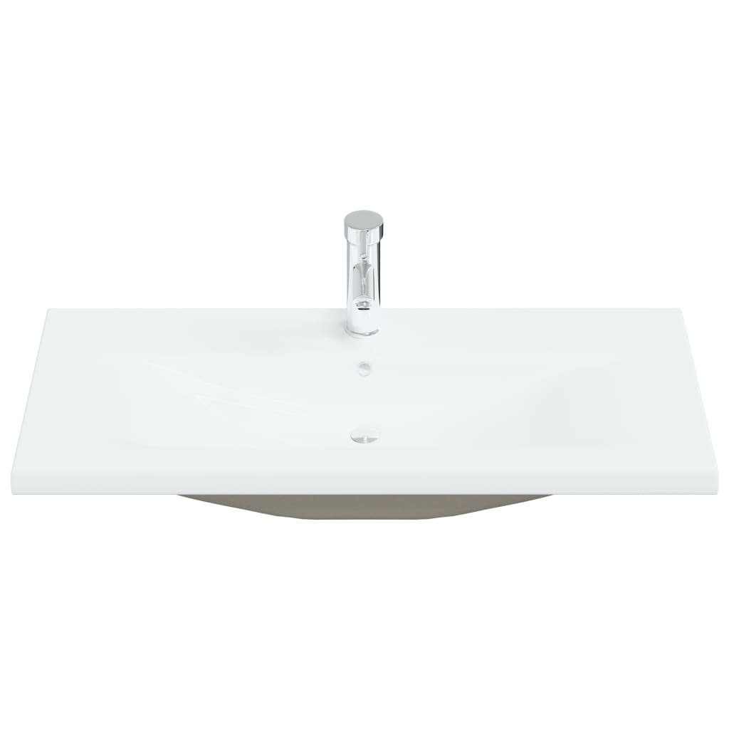 vidaXL Waschbecken Einbauwaschbecken mit Wasserhahn 91x39x18 cm Keramik Weiß