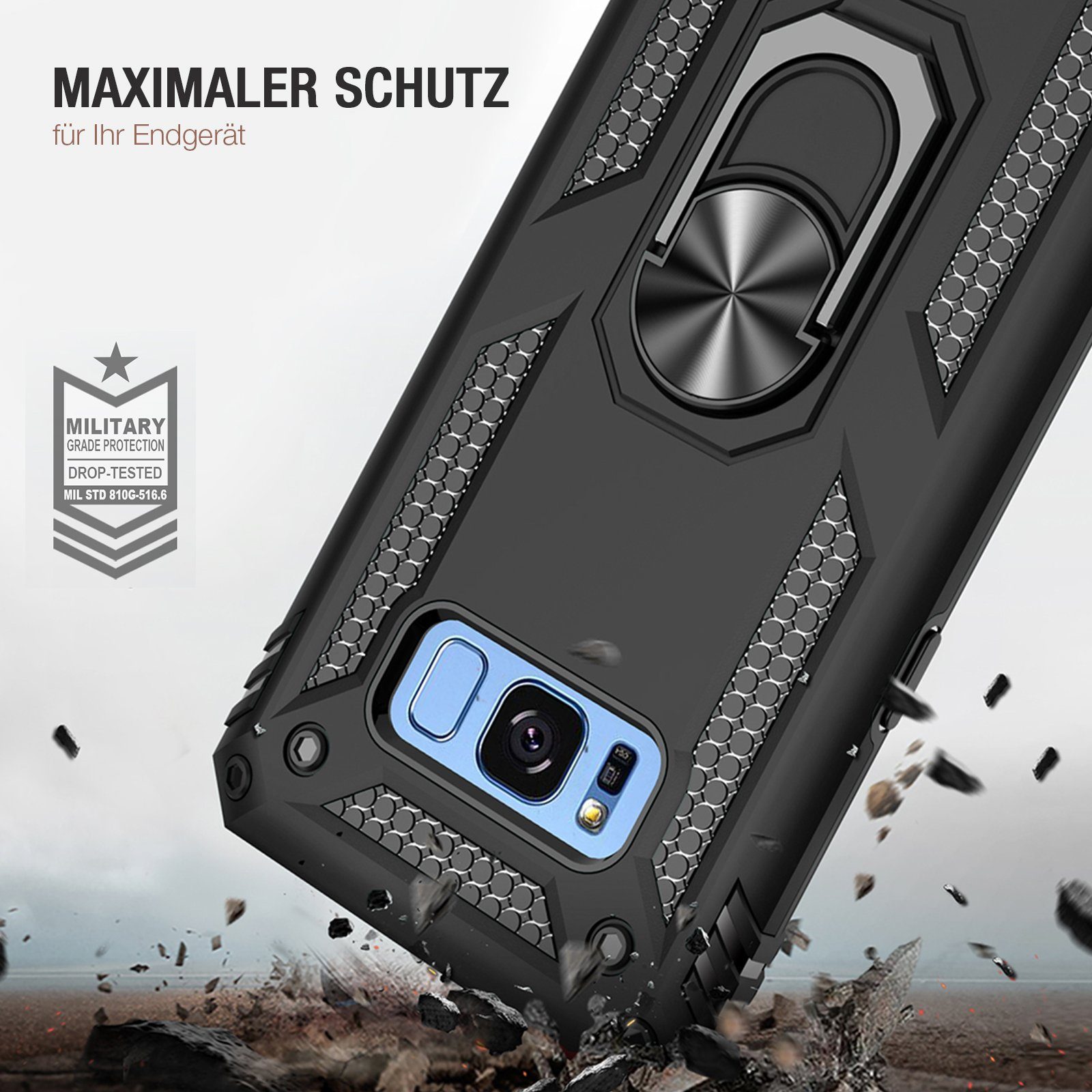 Tec-Expert Handyhülle Outdoor Cover Hülle für Samsung Galaxy S8 5.8 Zoll, 5.8, Premium Hülle aus verstärktem Polycarbonat